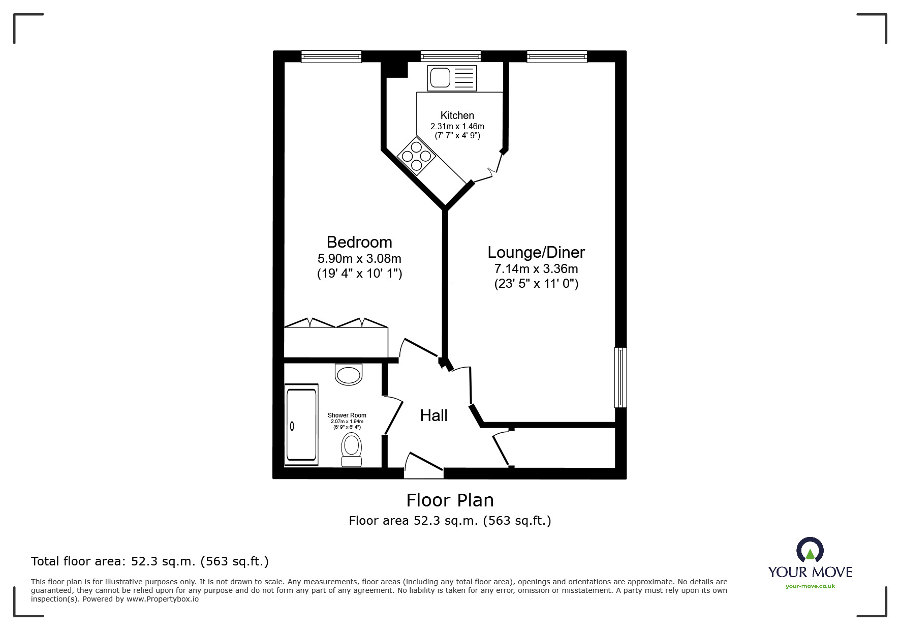Floorplan of 1 bedroom  Flat for sale, Vyeson Court, Ramsgate, Kent, CT11