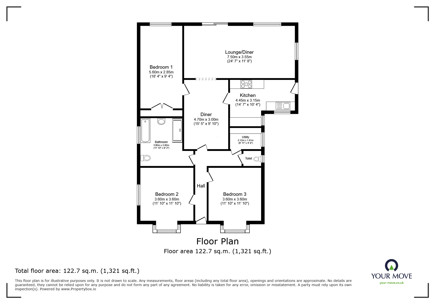 Floorplan of 3 bedroom Detached Bungalow for sale, Cliff View Road, Cliffsend, Kent, CT12