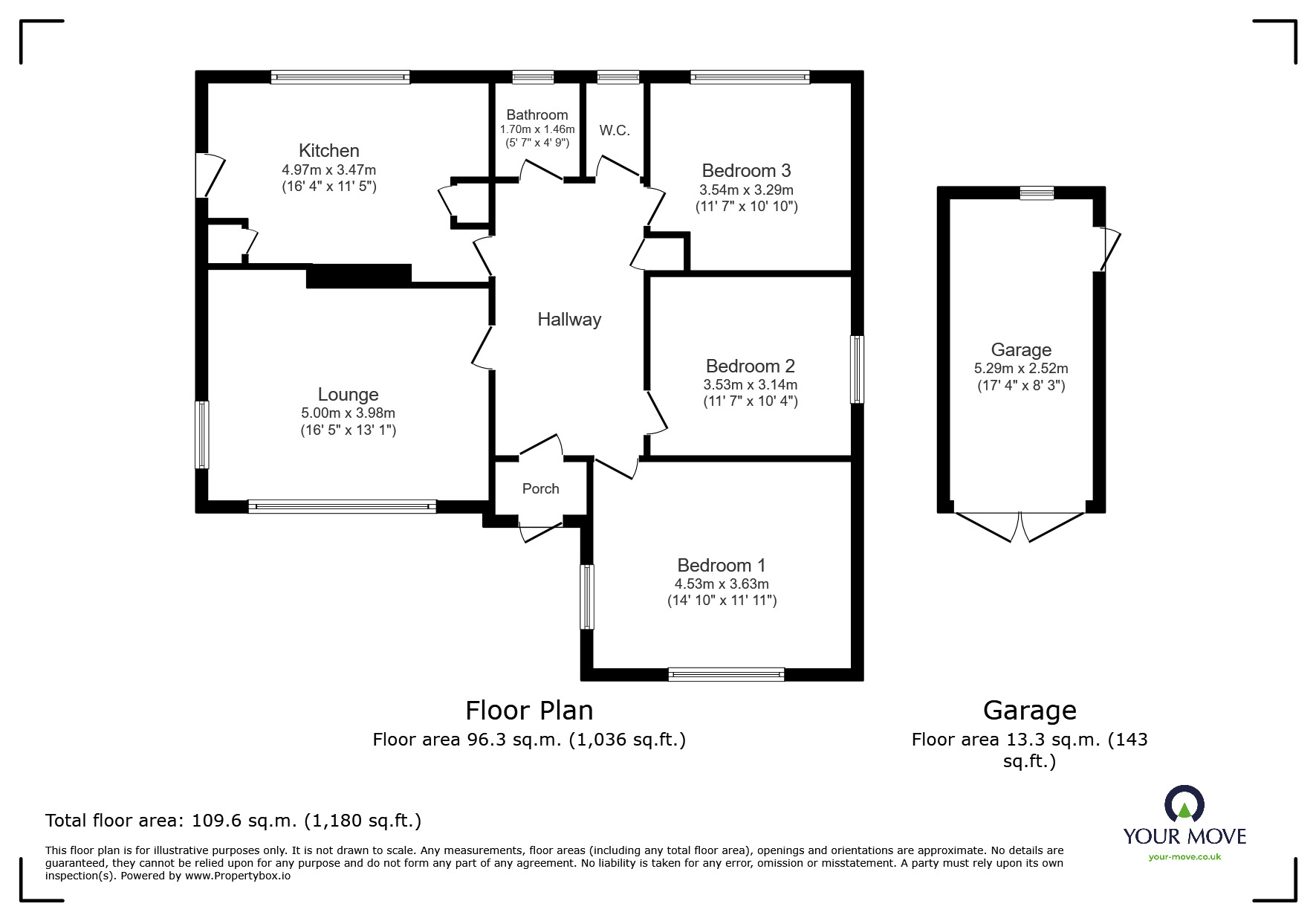 Floorplan of 3 bedroom Detached Bungalow for sale, Park Avenue, Broadstairs, Kent, CT10