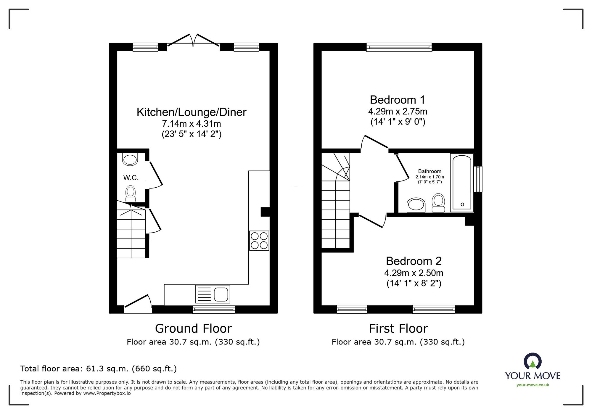 Floorplan of 2 bedroom End Terrace House for sale, Camden Road, Broadstairs, Kent, CT10