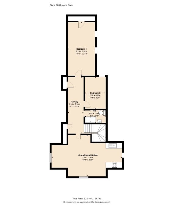 Floorplan of 2 bedroom  Flat for sale, Queens Road, Broadstairs, Kent, CT10
