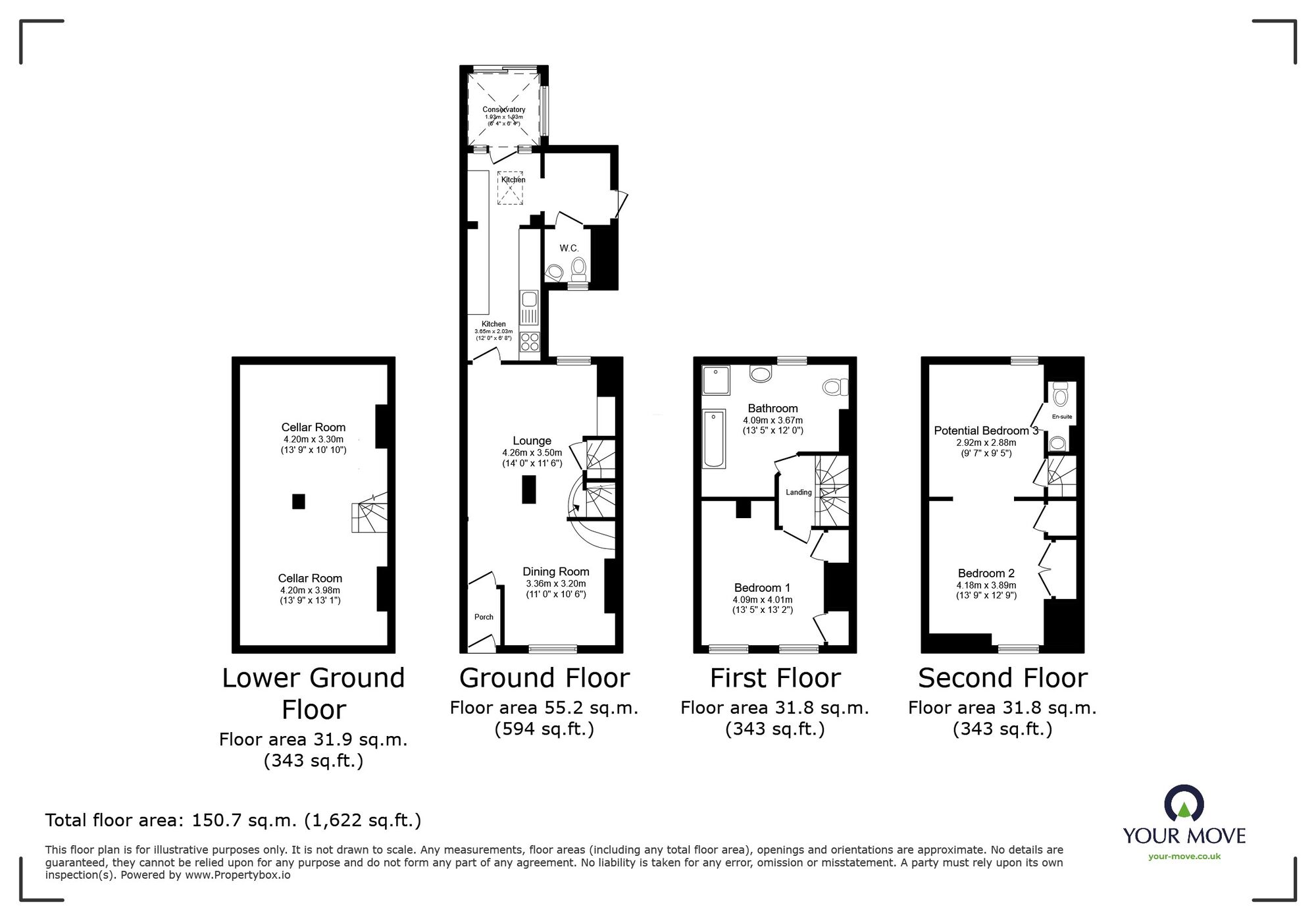 Floorplan of 2 bedroom Mid Terrace House for sale, Paradise, Ramsgate, Kent, CT11
