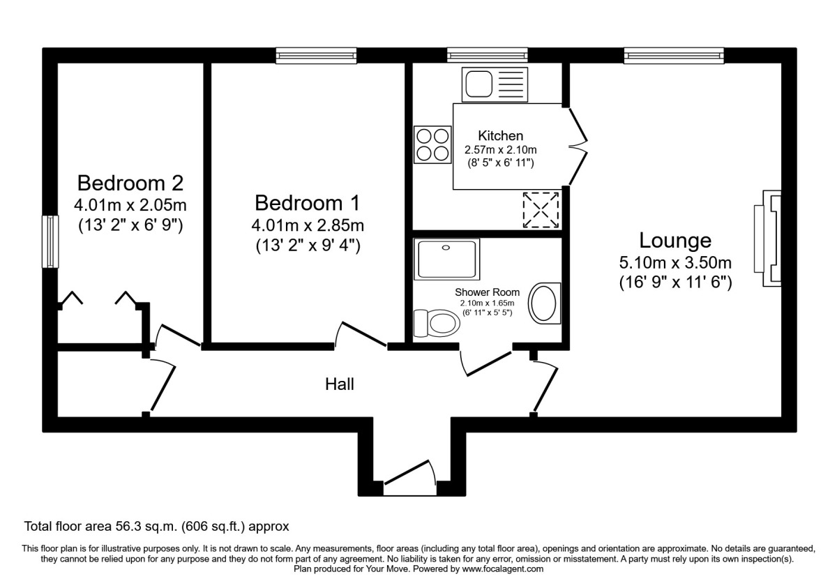 Floorplan of 2 bedroom  Flat for sale, Vyeson Court, Ramsgate, Kent, CT11