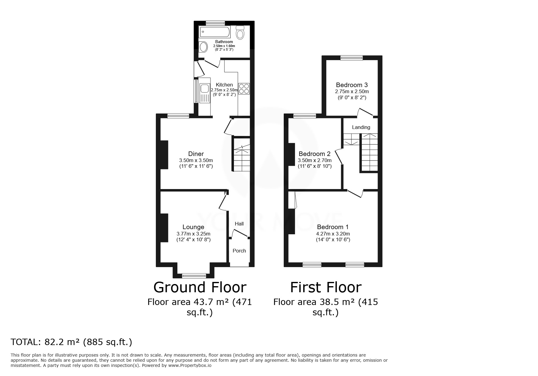 Floorplan of 3 bedroom Mid Terrace House for sale, Grosvenor Road, Ramsgate, Kent, CT11
