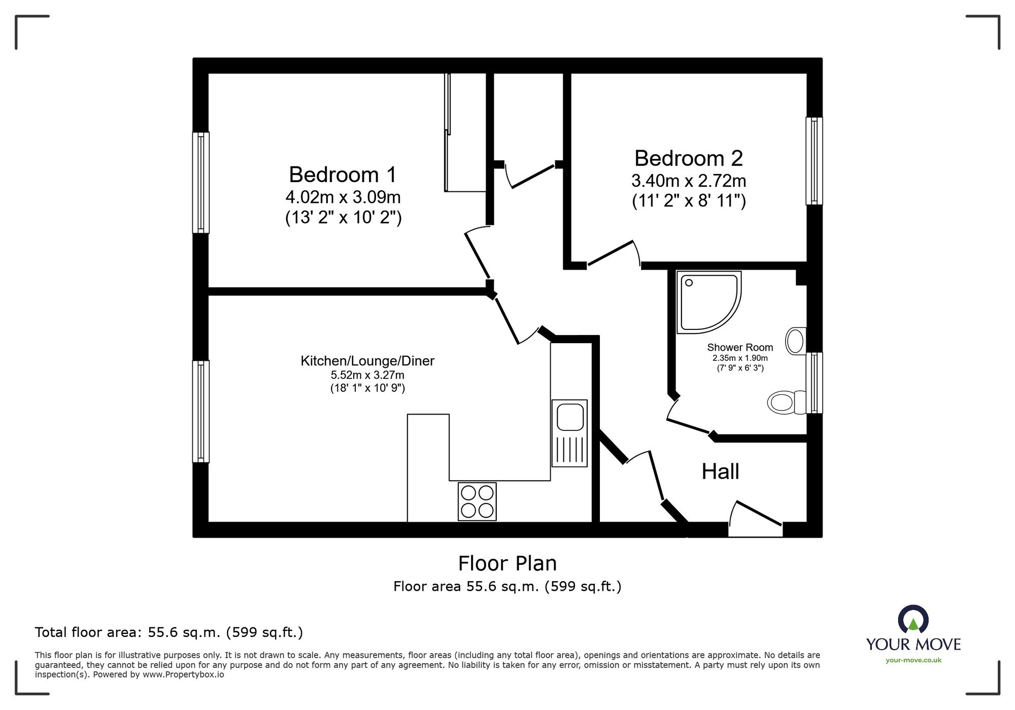 Floorplan of 2 bedroom  Flat for sale, Cecilia Road, Ramsgate, Kent, CT11