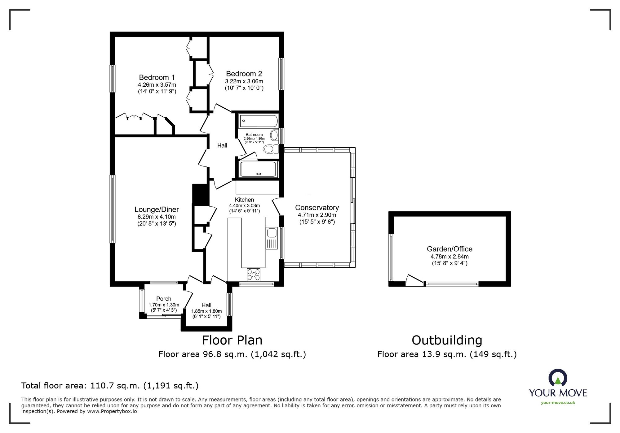 Floorplan of 2 bedroom Detached House for sale, Northwood Road, Broadstairs, Kent, CT10
