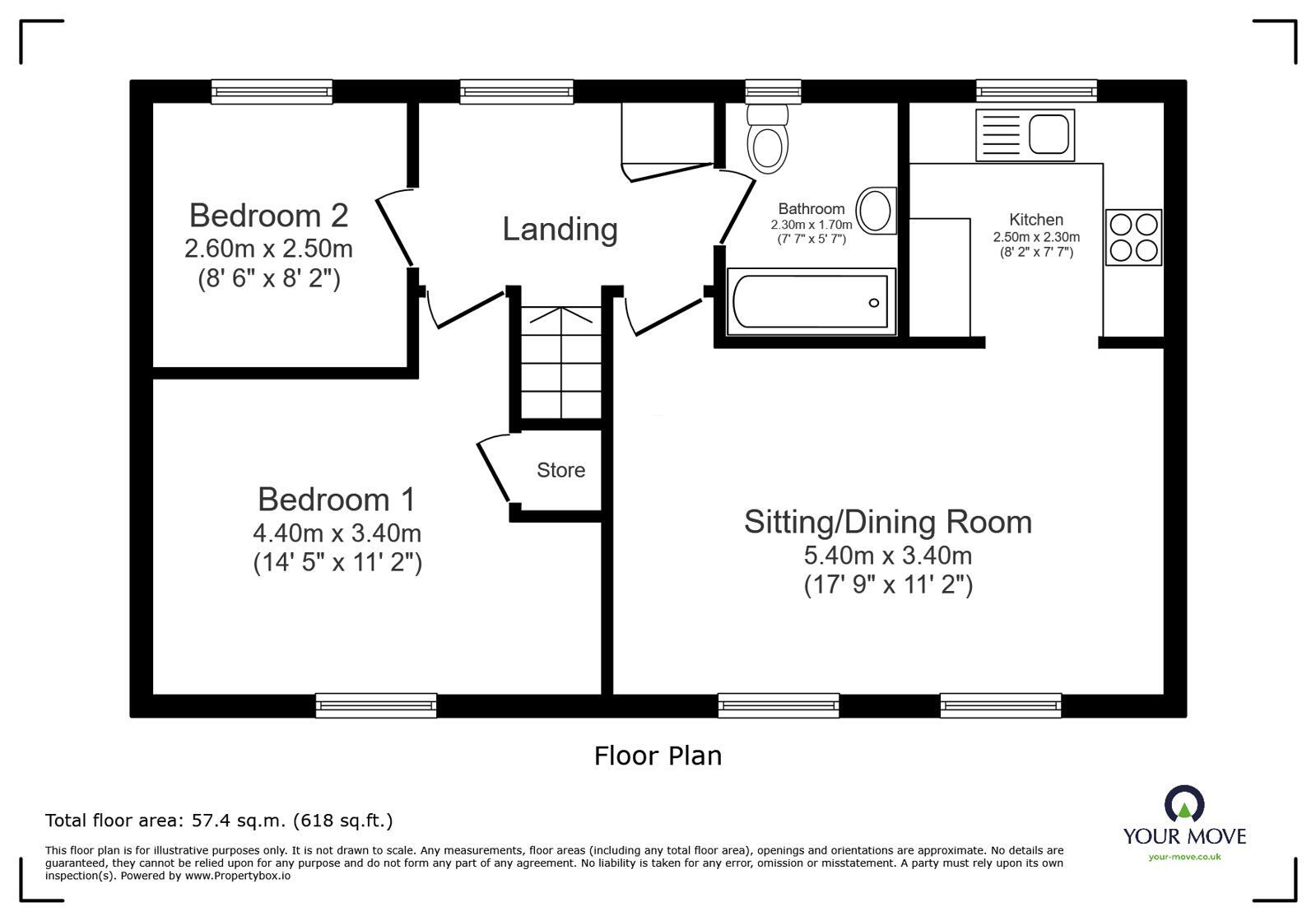 Floorplan of 2 bedroom Flat for sale, Sycamore Grange, Ramsgate, Kent, CT11