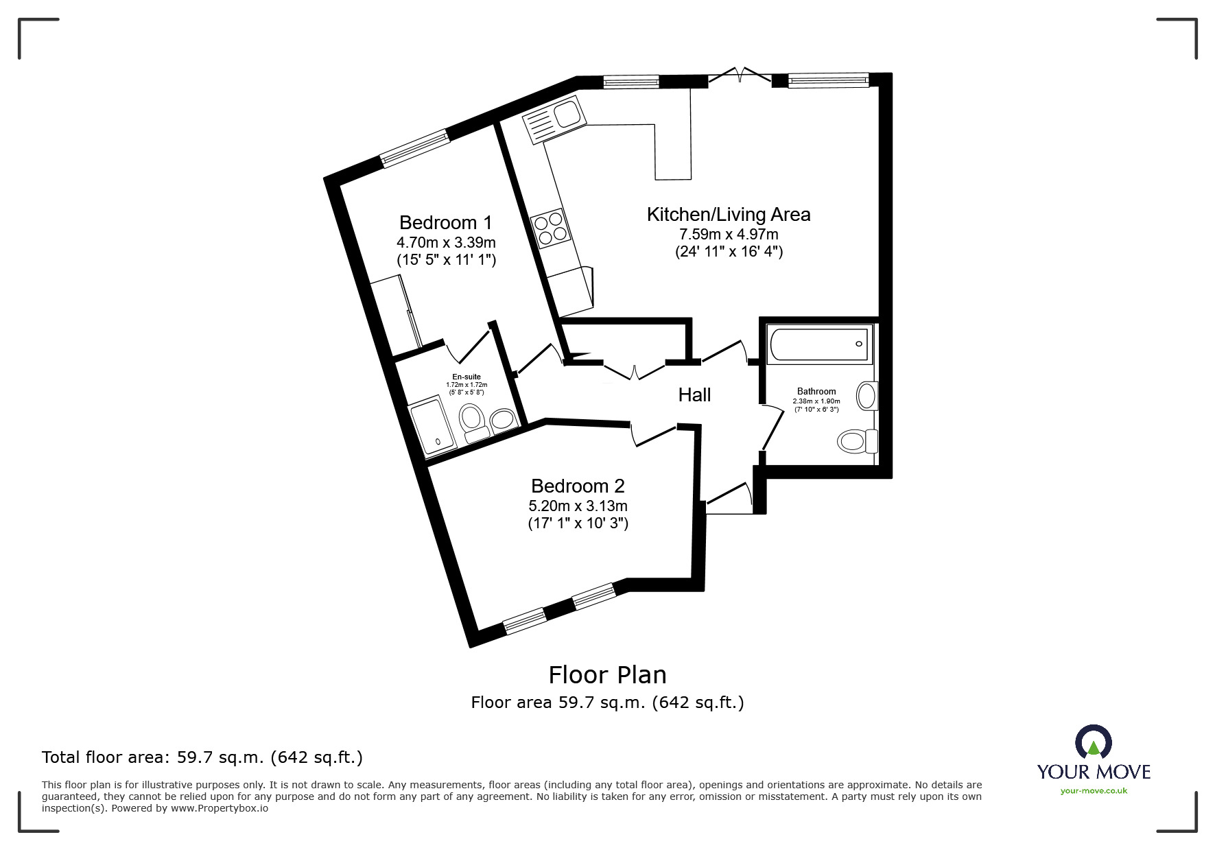 Floorplan of 2 bedroom  Flat to rent, Millers Hill, Ramsgate, Kent, CT11
