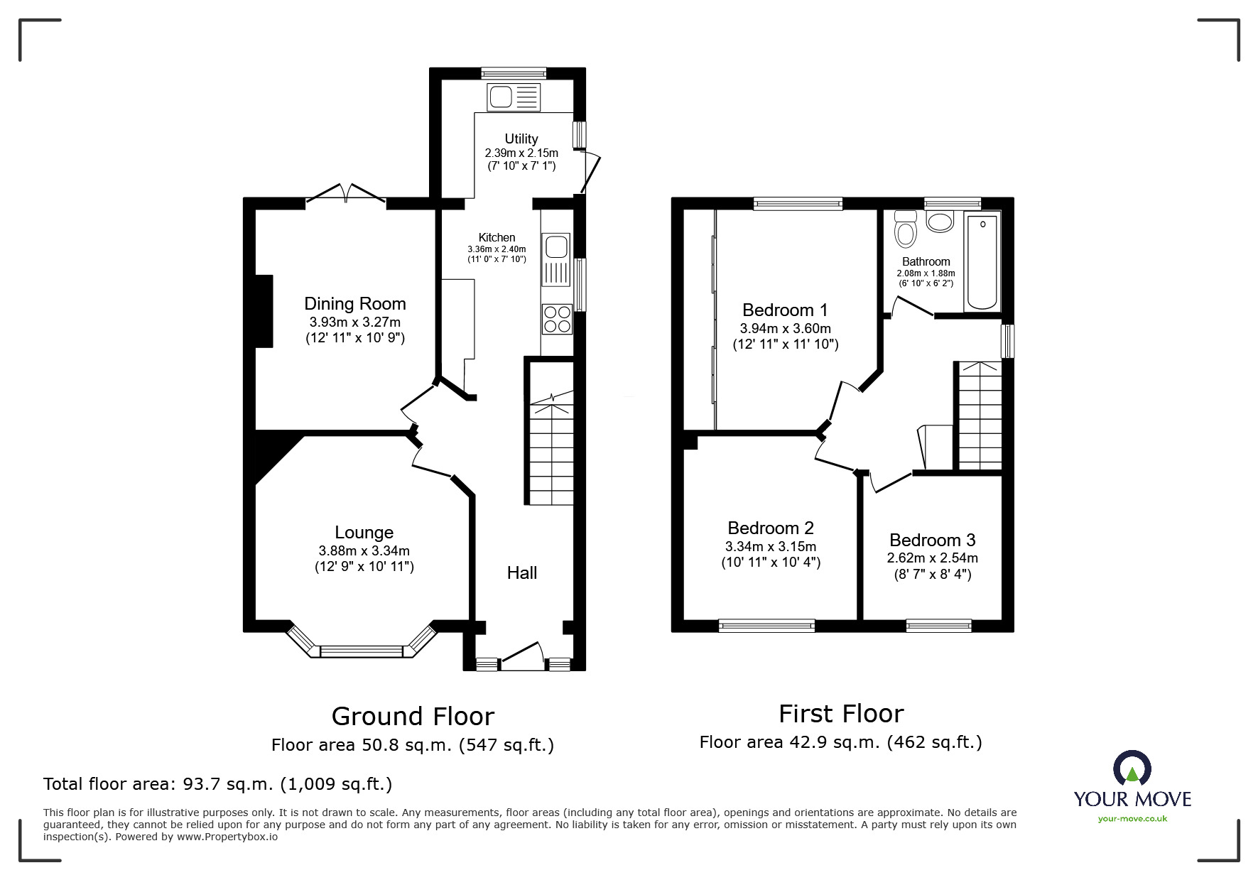 Floorplan of 3 bedroom End Terrace House for sale, Northdown Hill, Broadstairs, Kent, CT10