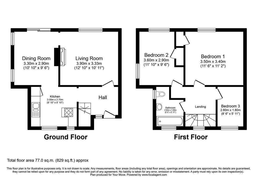 Floorplan of 3 bedroom Semi Detached House for sale, Helvellyn Avenue, Ramsgate, Kent, CT11