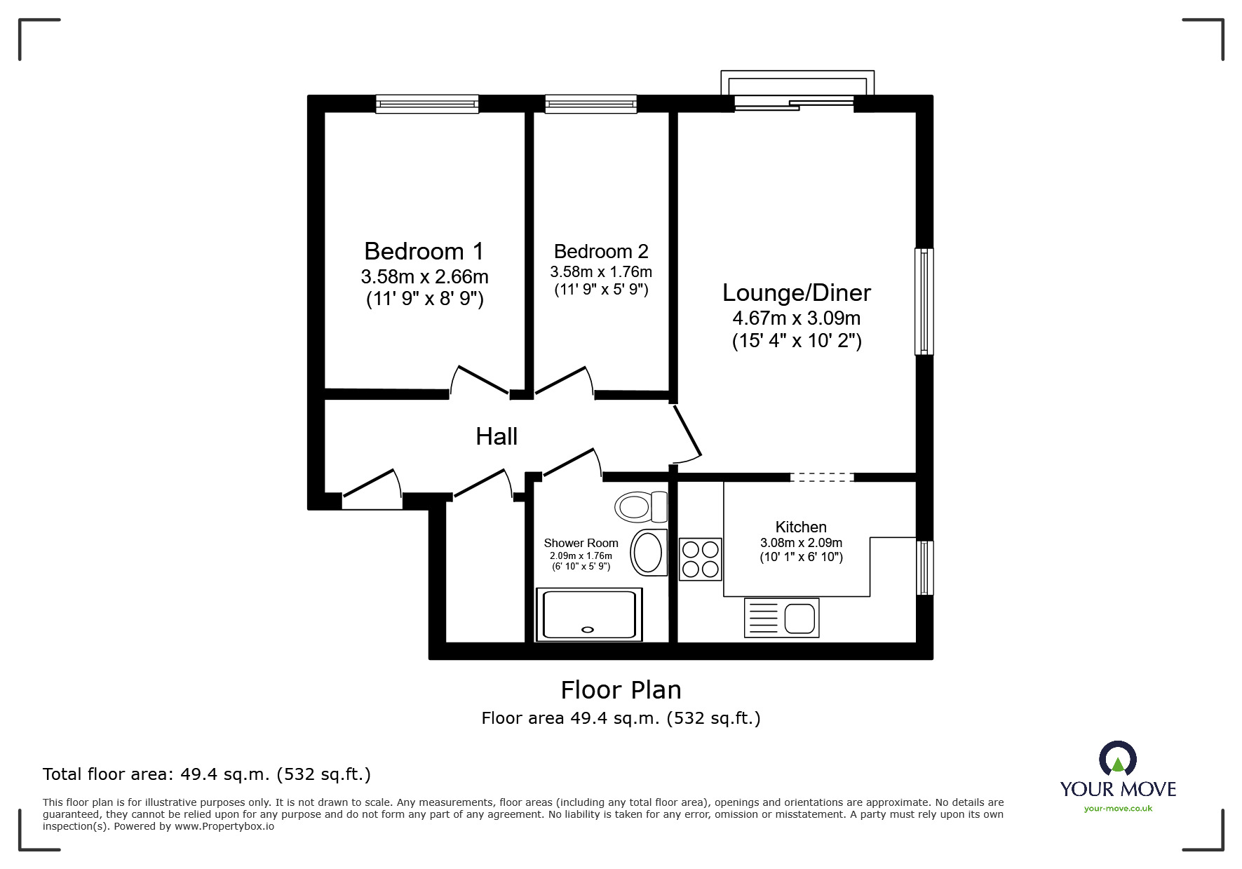 Floorplan of 2 bedroom  Flat for sale, Victoria Parade, Ramsgate, Kent, CT11