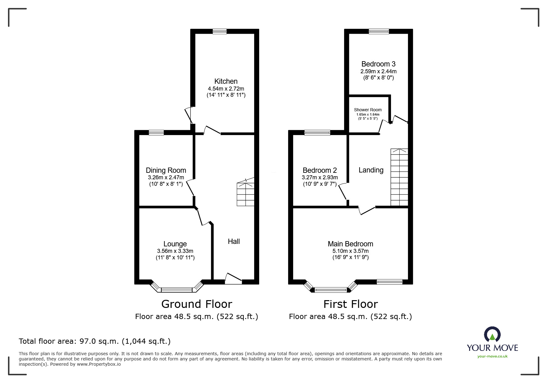 Floorplan of 3 bedroom End Terrace House to rent, Margate Road, Ramsgate, Kent, CT12