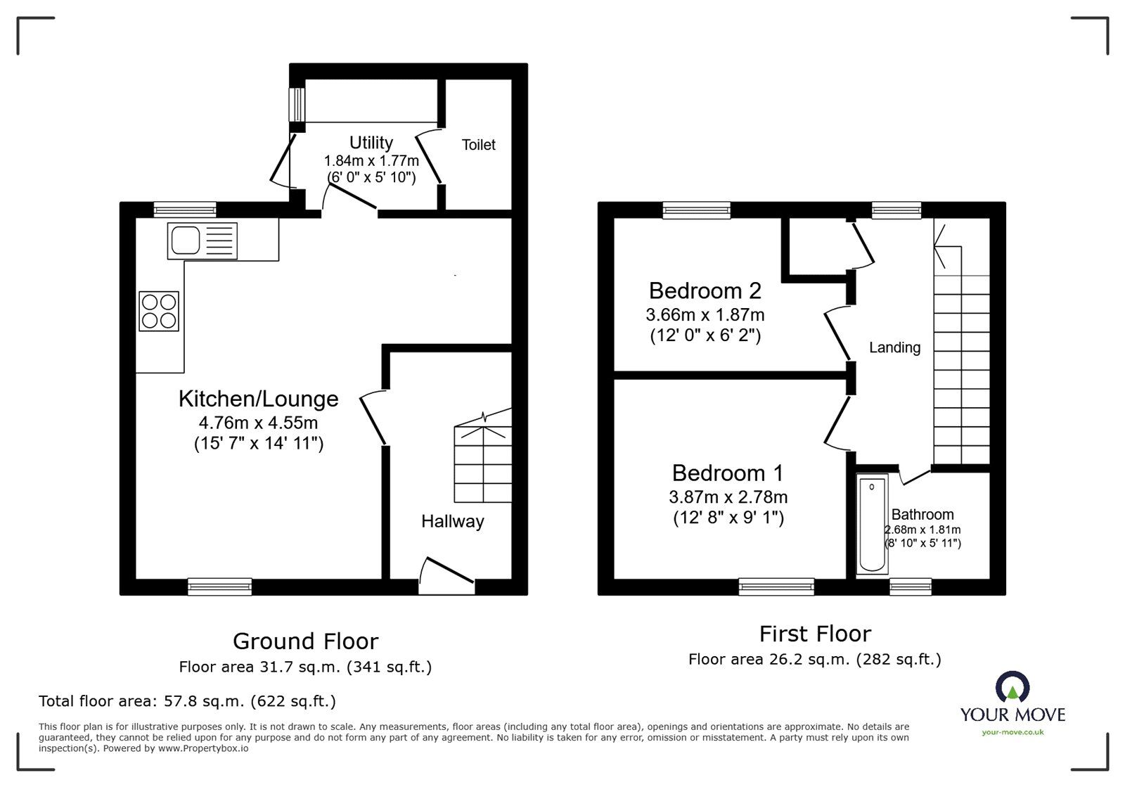 Floorplan of 2 bedroom End Terrace House to rent, Spire Close, Ramsgate, Kent, CT11