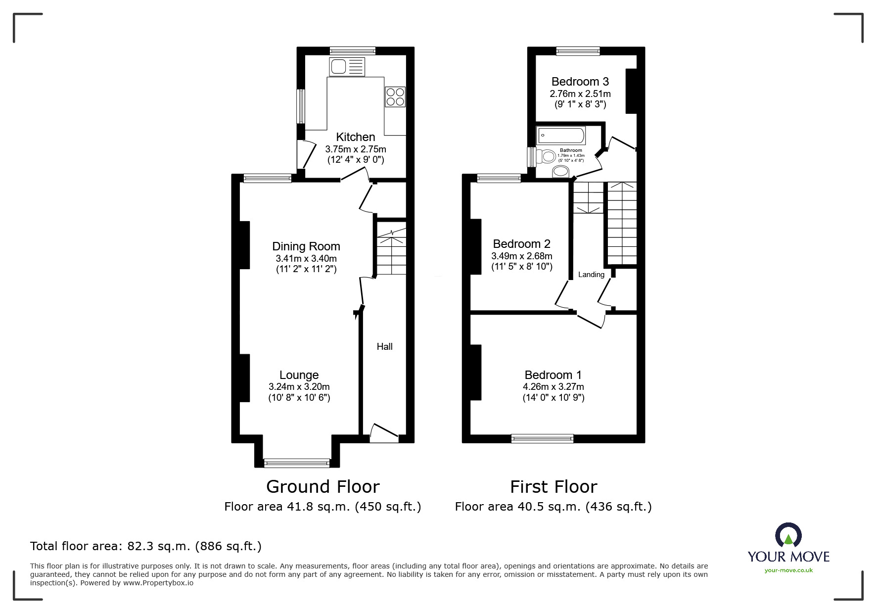 Floorplan of 3 bedroom End Terrace House for sale, Marden Avenue, Ramsgate, Kent, CT12