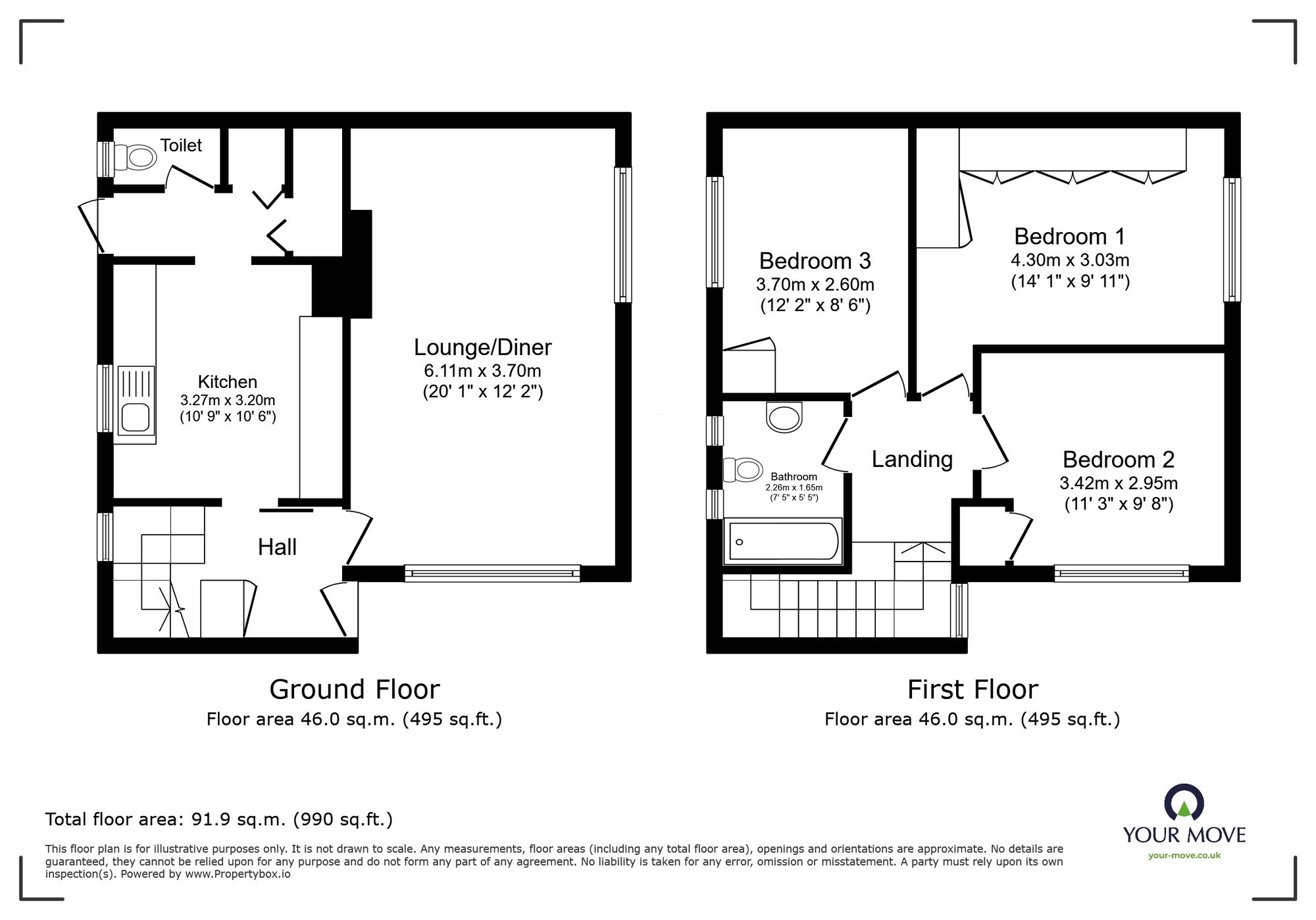 Floorplan of 3 bedroom Semi Detached House for sale, Kimberley Road, Ramsgate, Kent, CT12