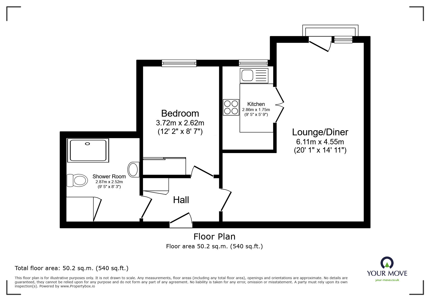 Floorplan of 1 bedroom Flat for sale, Queen Street, Ramsgate, Kent, CT11
