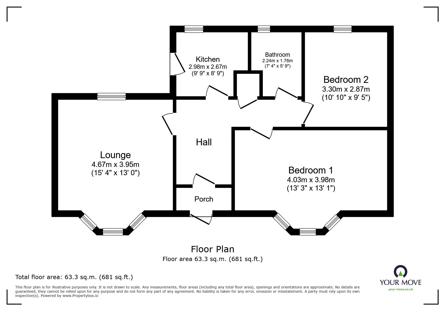 Floorplan of 2 bedroom Detached Bungalow to rent, Coxes Avenue, Ramsgate, Kent, CT12