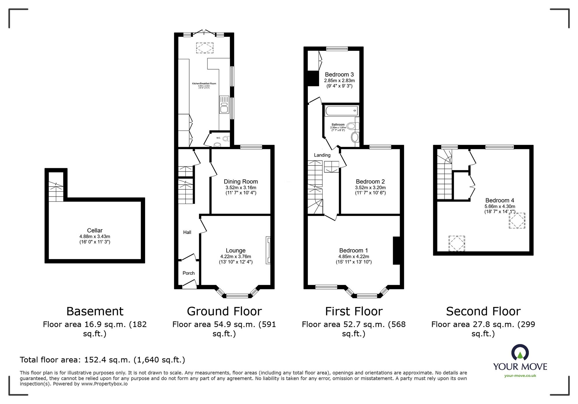 Floorplan of 4 bedroom Mid Terrace House for sale, Queen Bertha Road, Ramsgate, Kent, CT11