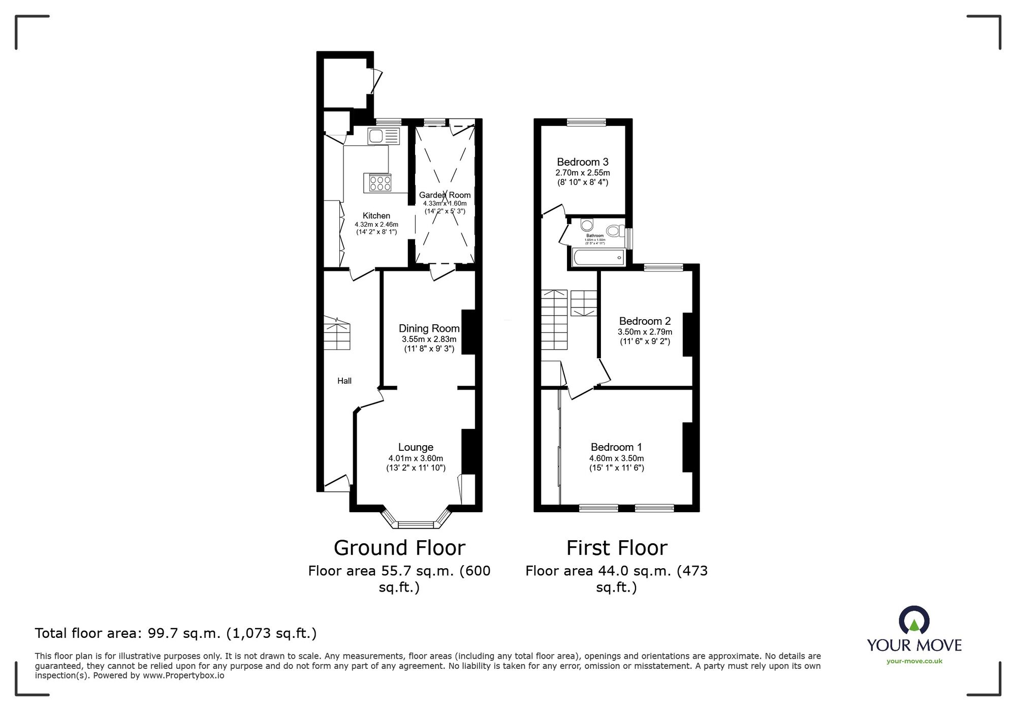 Floorplan of 3 bedroom Mid Terrace House for sale, Hereson Road, Ramsgate, Kent, CT11