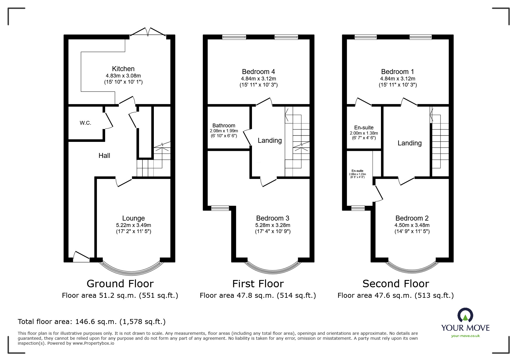 Floorplan of 4 bedroom Mid Terrace House to rent, Liverpool Lawn, Ramsgate, Kent, CT11