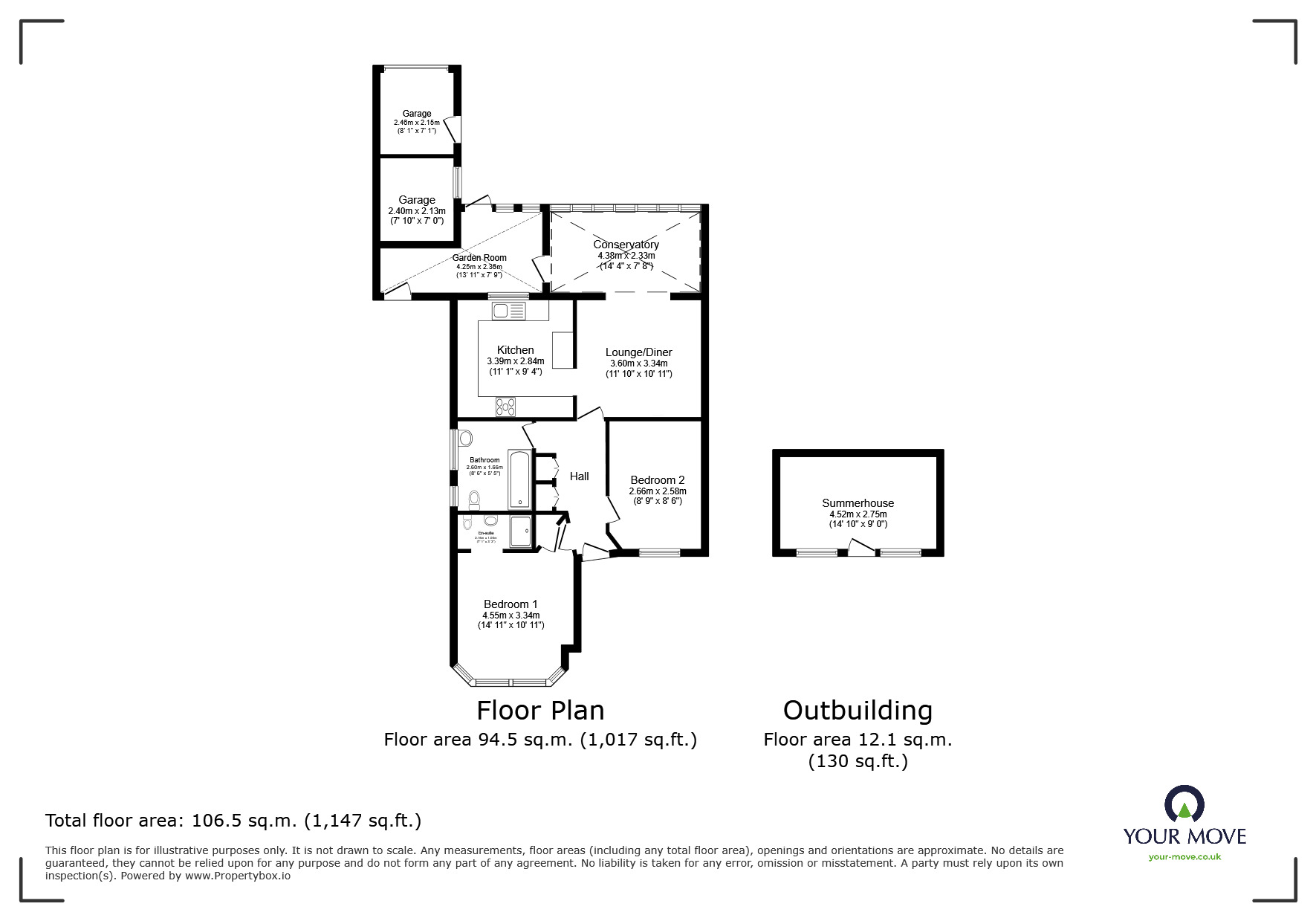 Floorplan of 2 bedroom Semi Detached Bungalow for sale, Coxes Lane, Ramsgate, Kent, CT12