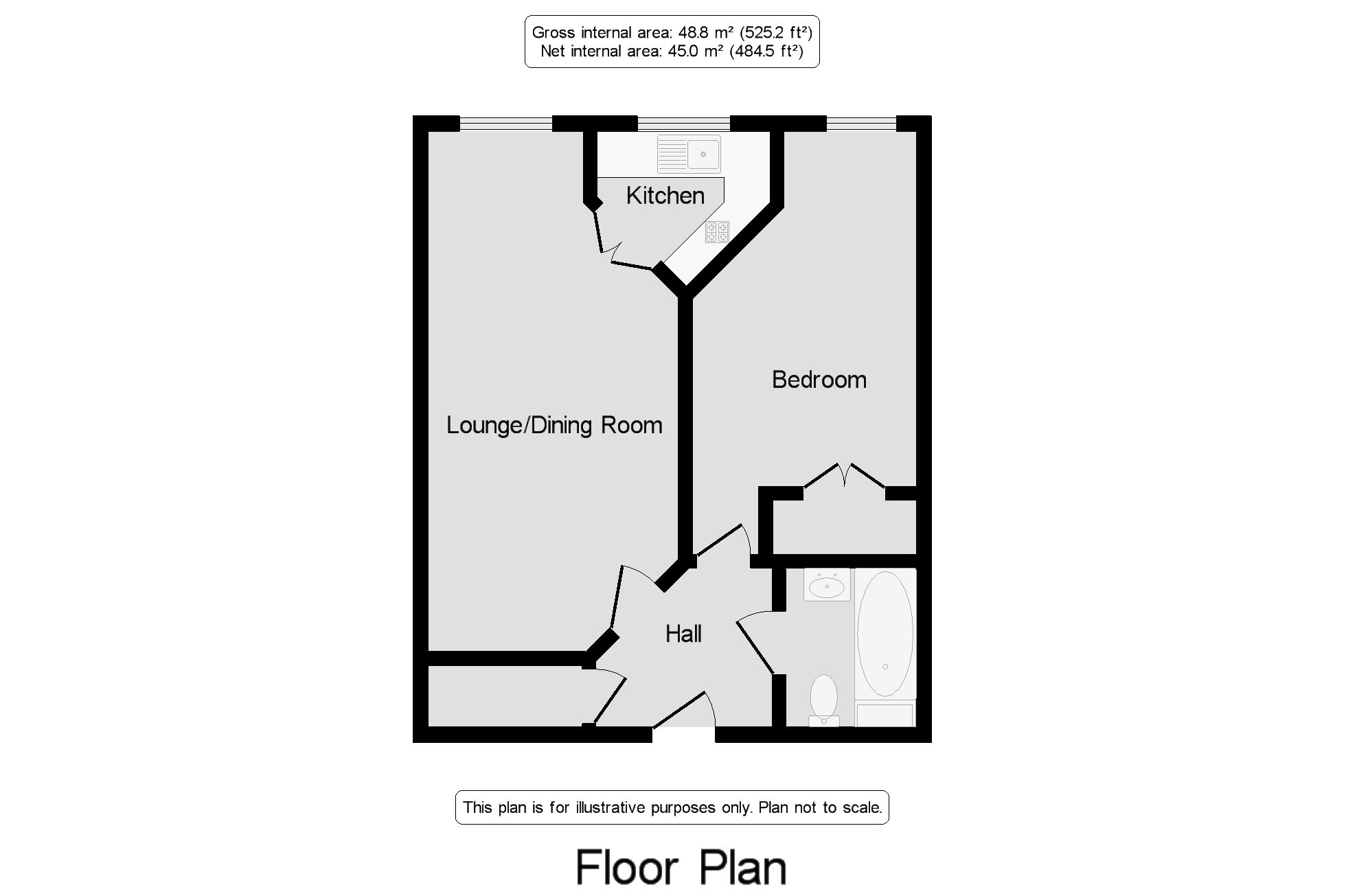 Floorplan of 1 bedroom Flat for sale, Queen Street, Ramsgate, Kent, CT11