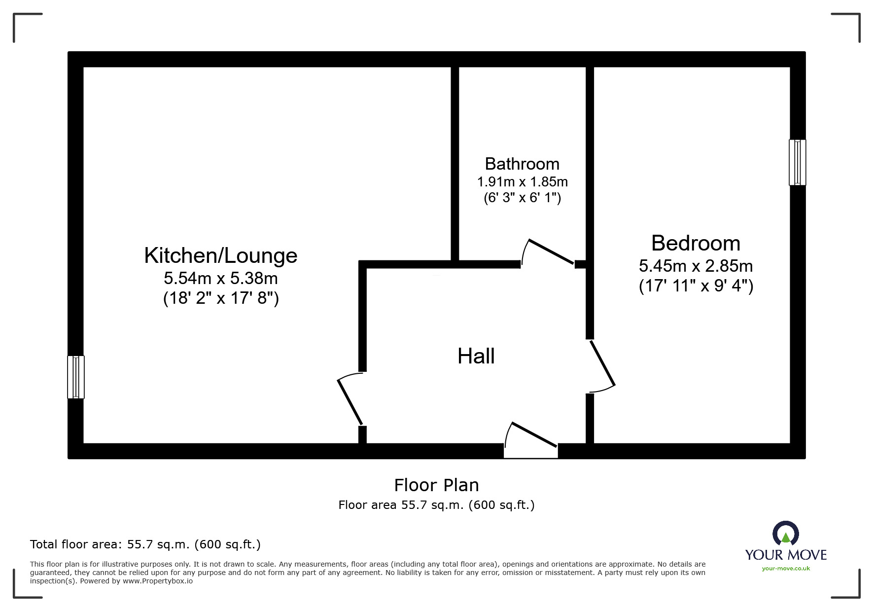 Floorplan of 1 bedroom Flat to rent, Crescent Road, Ramsgate, Kent, CT11