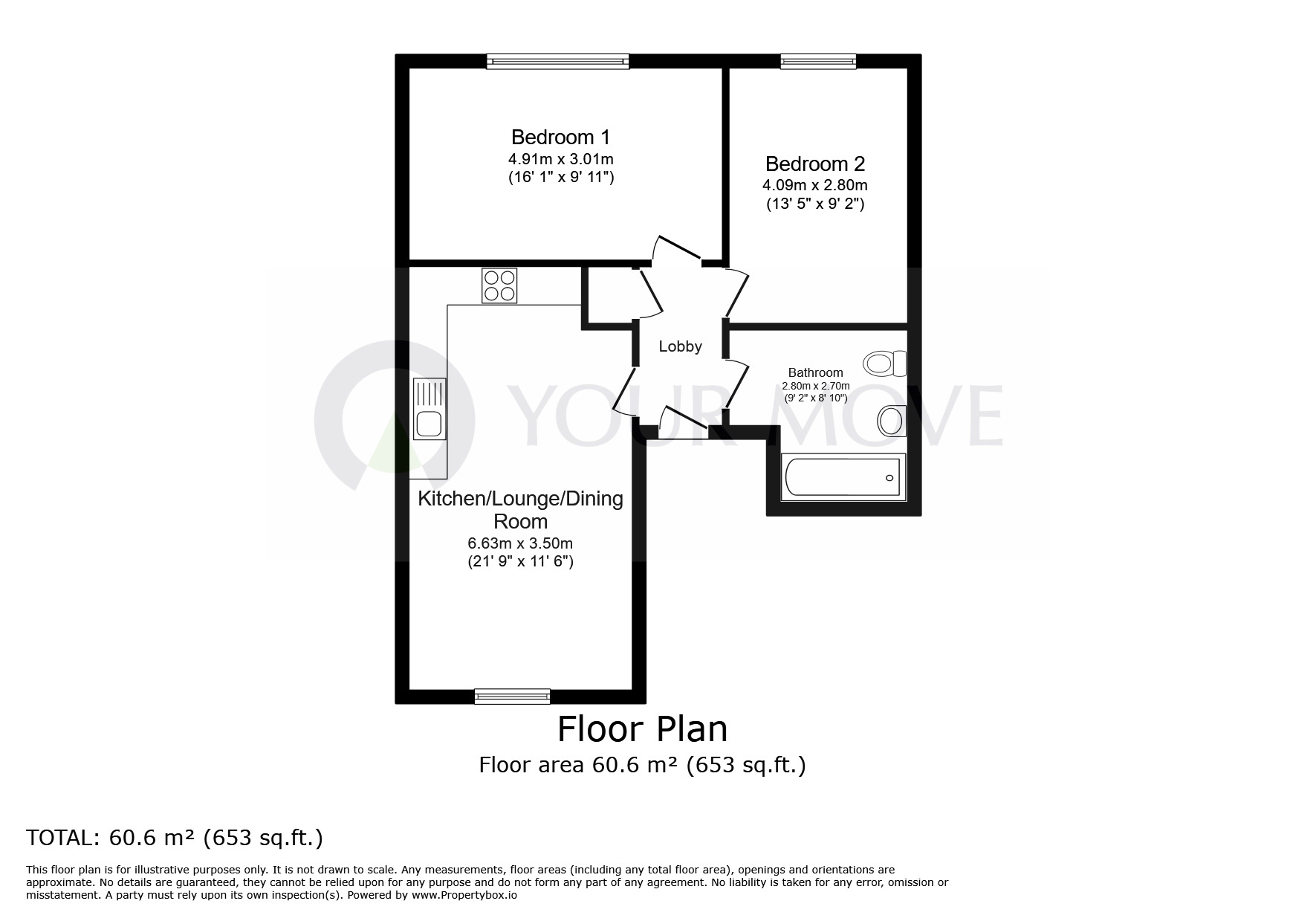 Floorplan of 2 bedroom Flat for sale, Royal Road, Ramsgate, Kent, CT11
