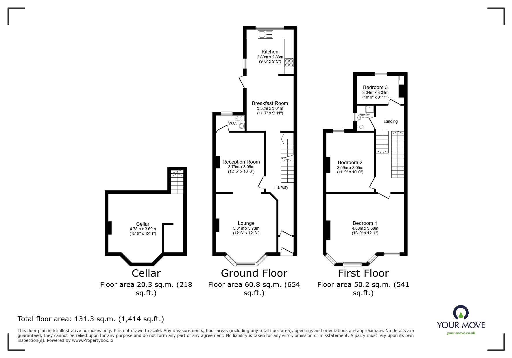 Floorplan of 3 bedroom Mid Terrace House for sale, Crescent Road, Ramsgate, Kent, CT11