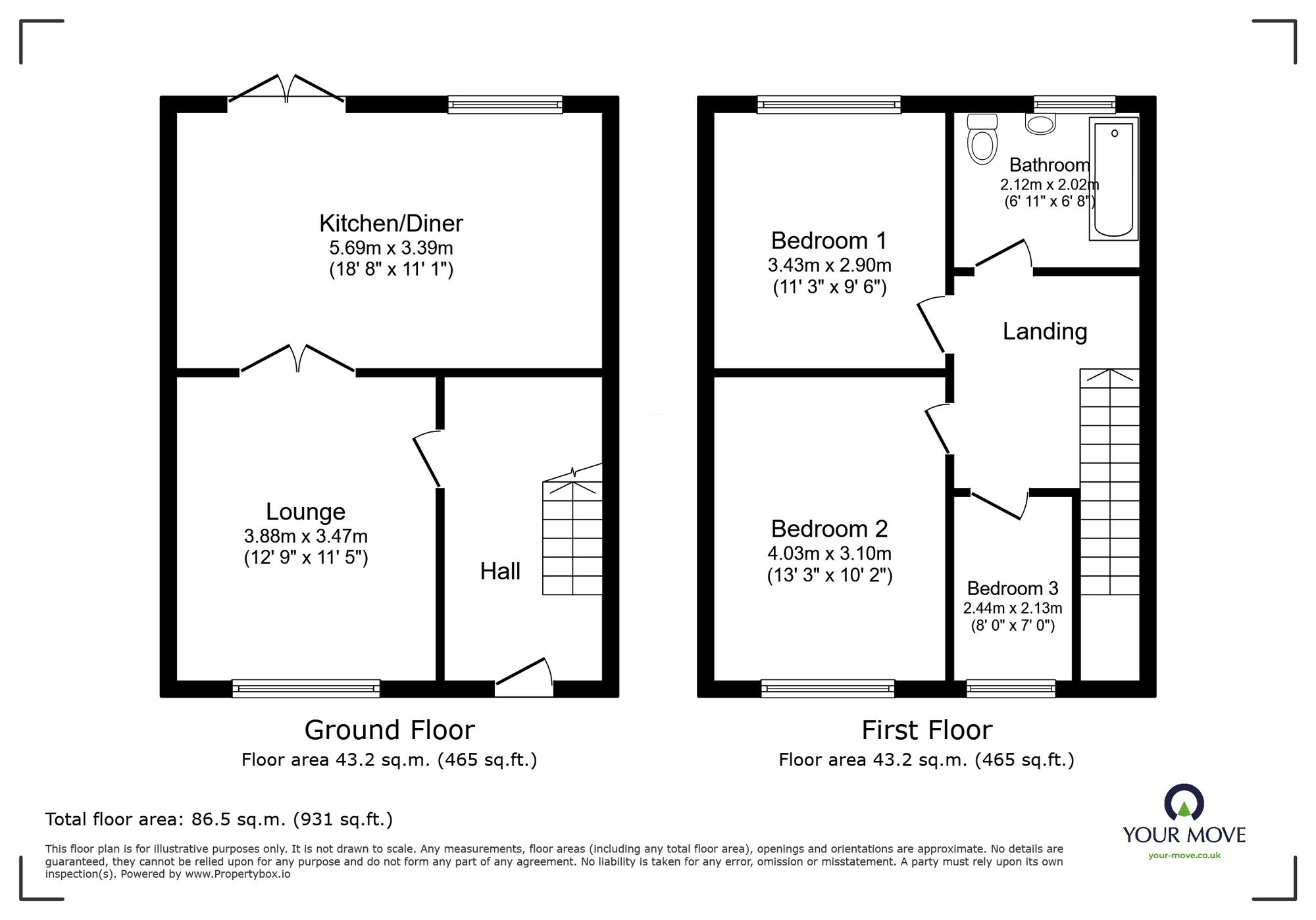 Floorplan of 3 bedroom Semi Detached House to rent, Kings Avenue, Ramsgate, Kent, CT12