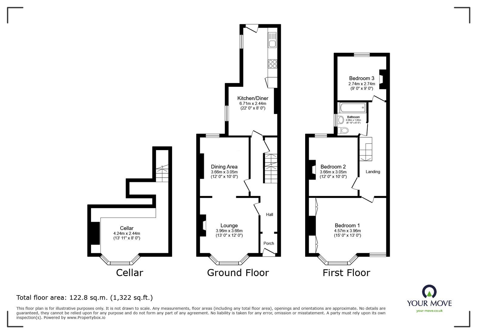 Floorplan of 3 bedroom End Terrace House for sale, Elms Avenue, Ramsgate, Kent, CT11