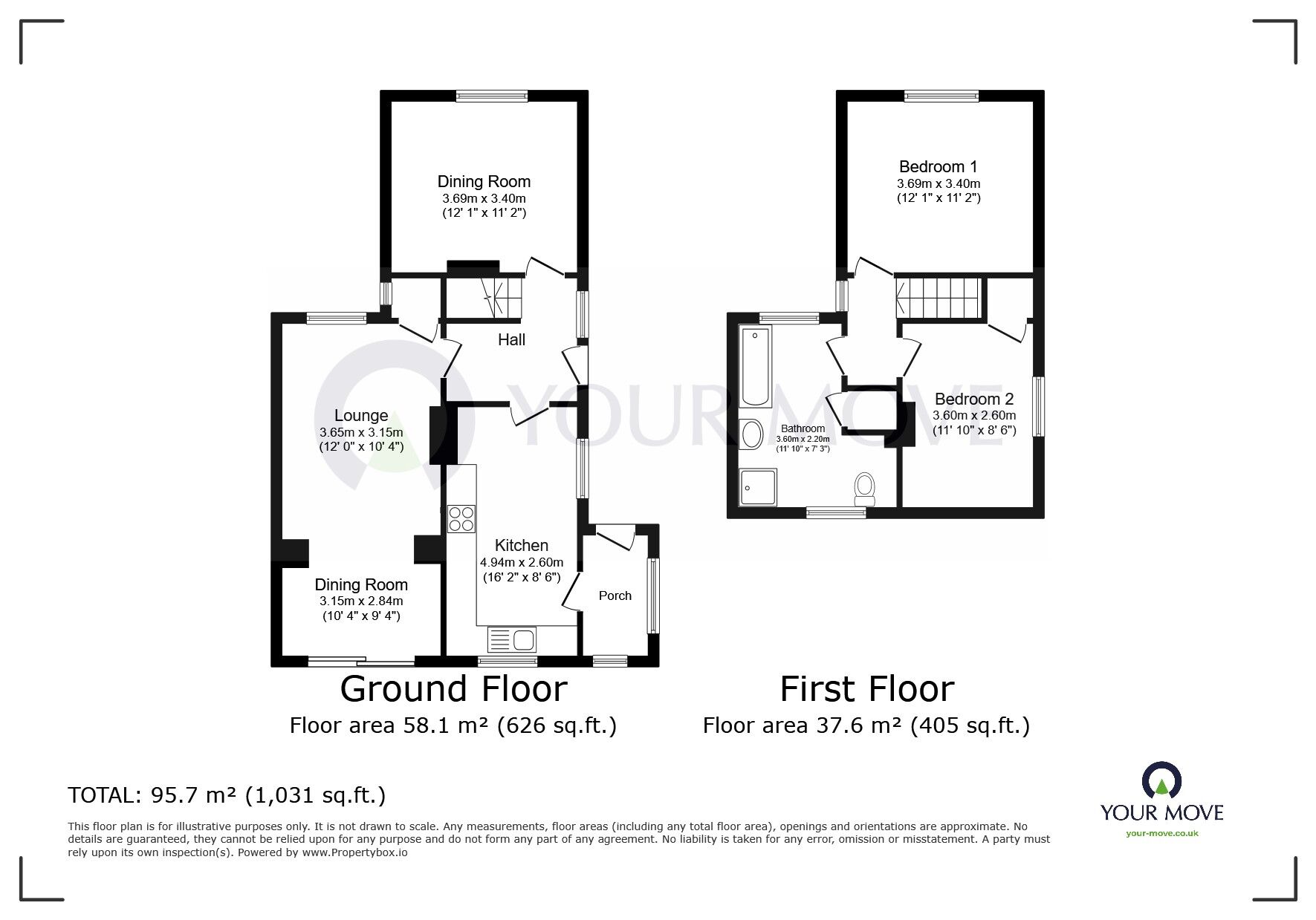 Floorplan of 2 bedroom Semi Detached House for sale, Monkton Road, Minster, Kent, CT12