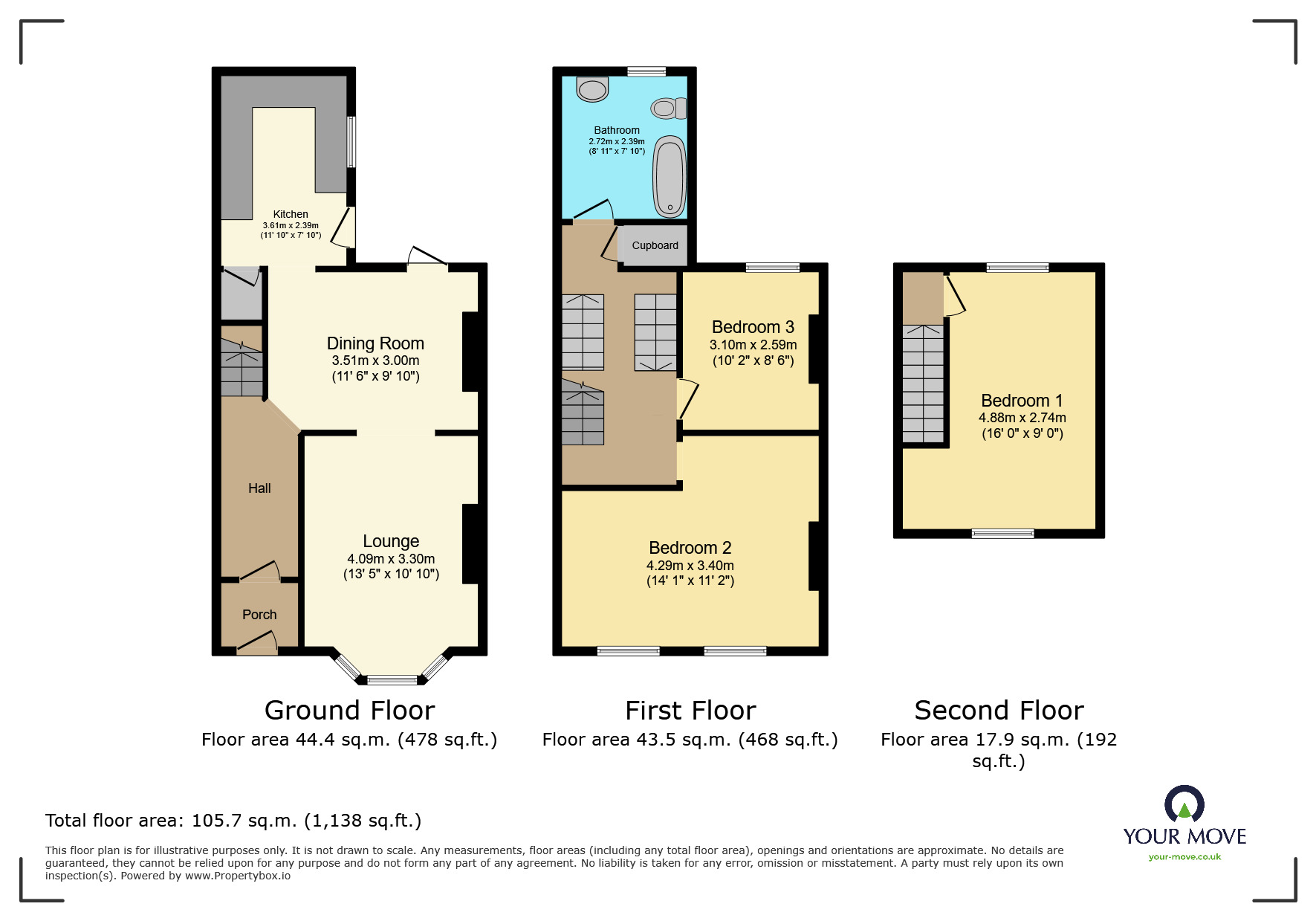 Floorplan of 3 bedroom Mid Terrace House for sale, Cecilia Road, Ramsgate, Kent, CT11
