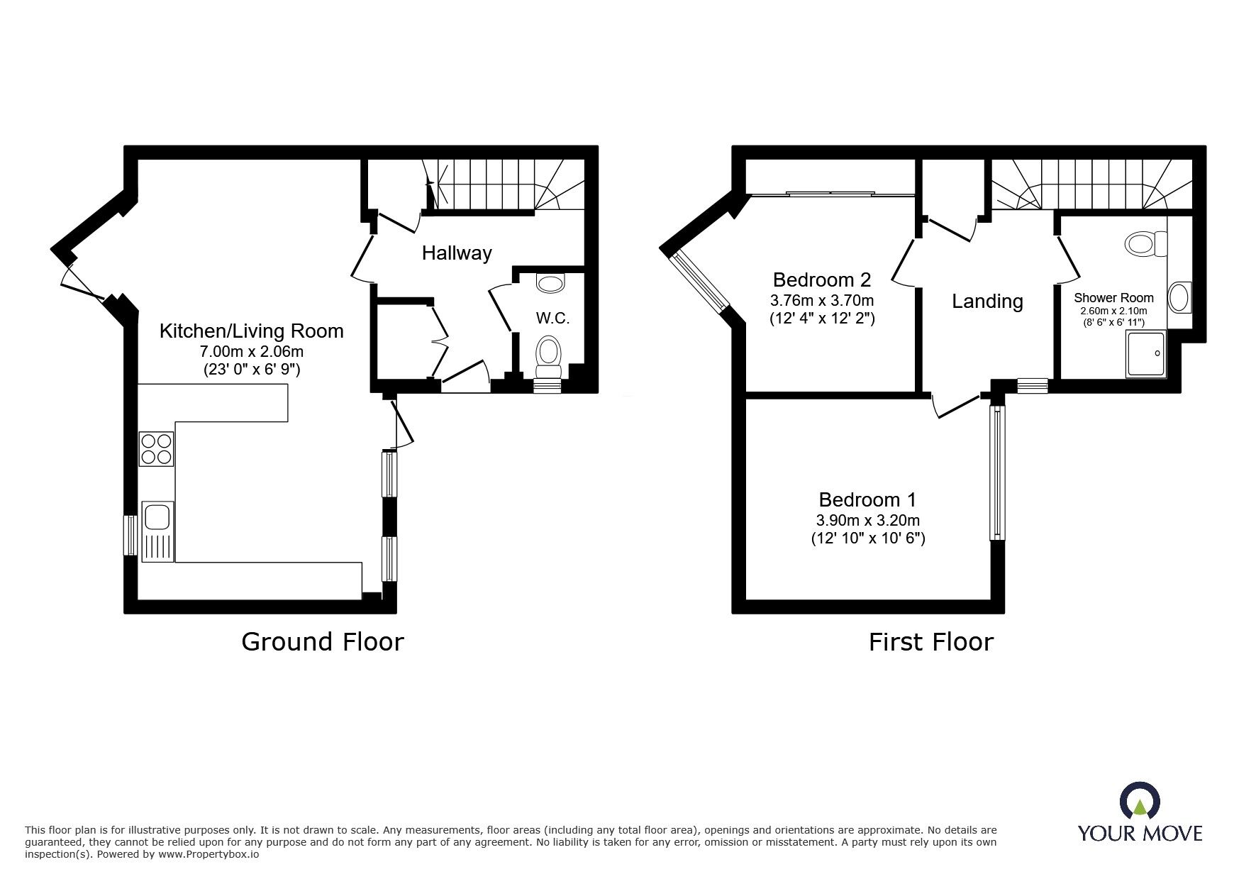 Floorplan of 2 bedroom Semi Detached House for sale, Priory Courtyard, Ramsgate, Kent, CT11