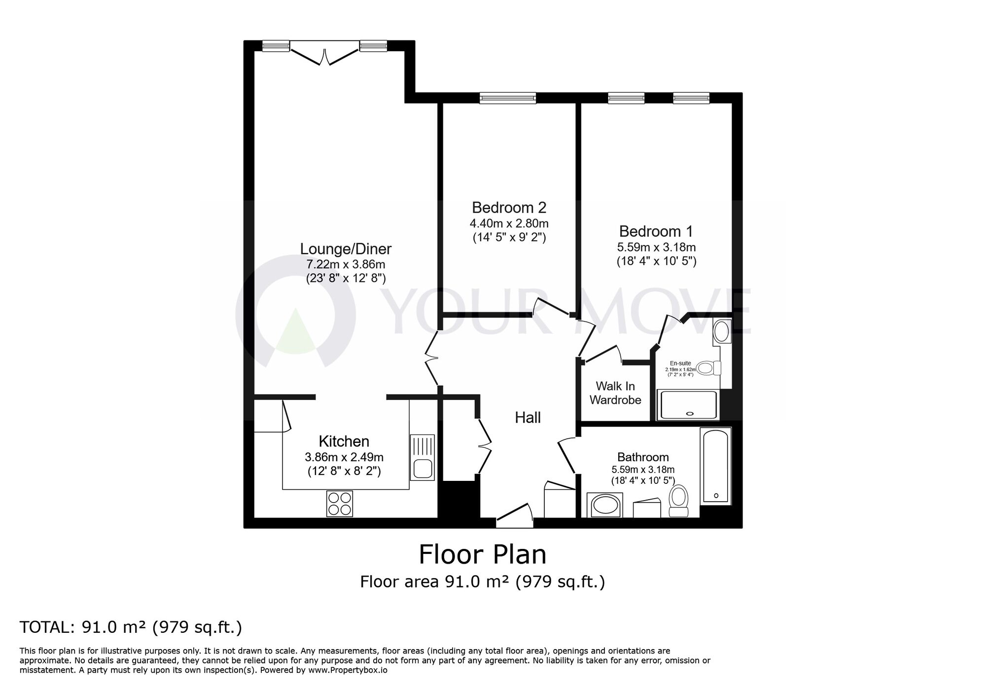 Floorplan of 2 bedroom House for sale, Foreland Heights, Broadstairs, Kent, CT10