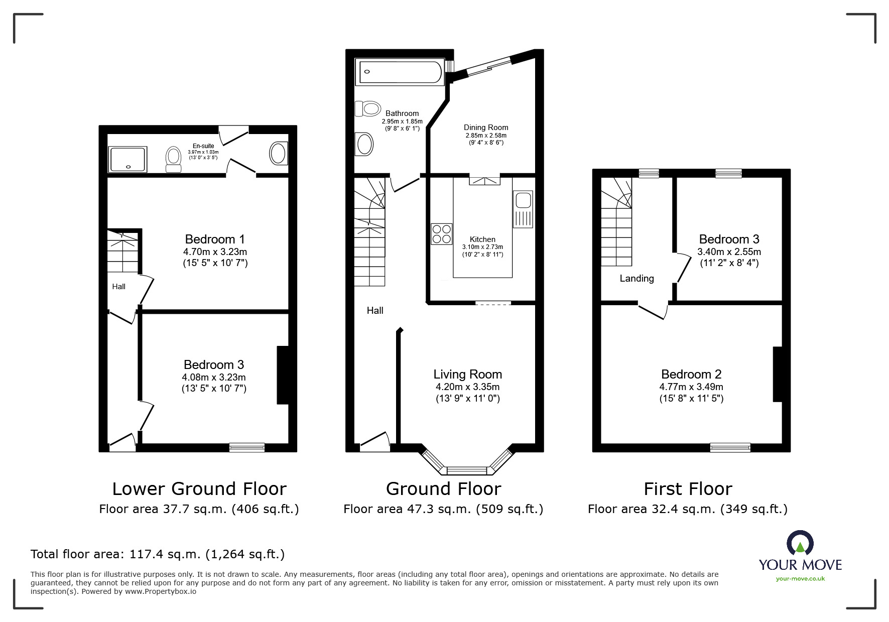 Floorplan of 3 bedroom Mid Terrace House to rent, Camden Road, Ramsgate, Kent, CT11
