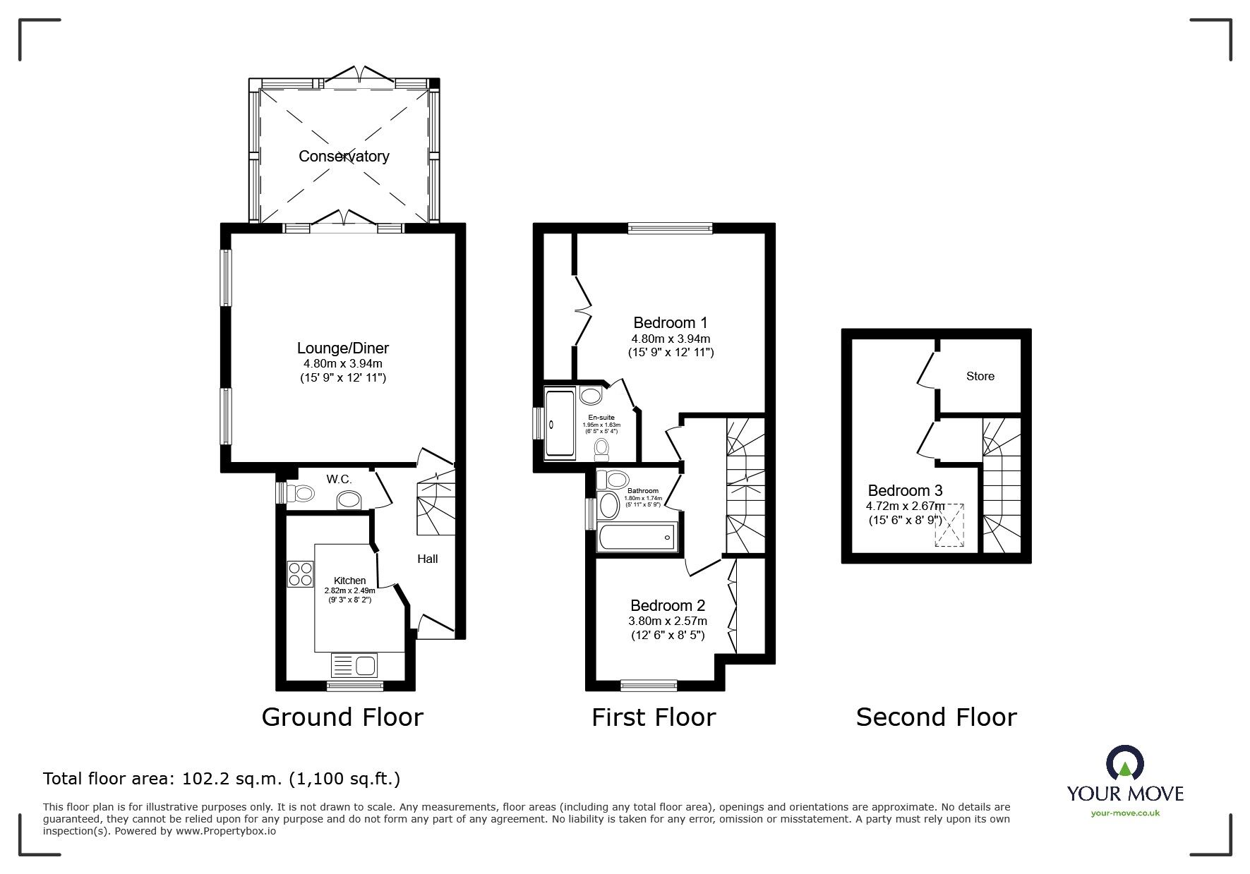 Floorplan of 3 bedroom End Terrace House for sale, Rose Terrace, Weigall Place, Ramsgate, CT11