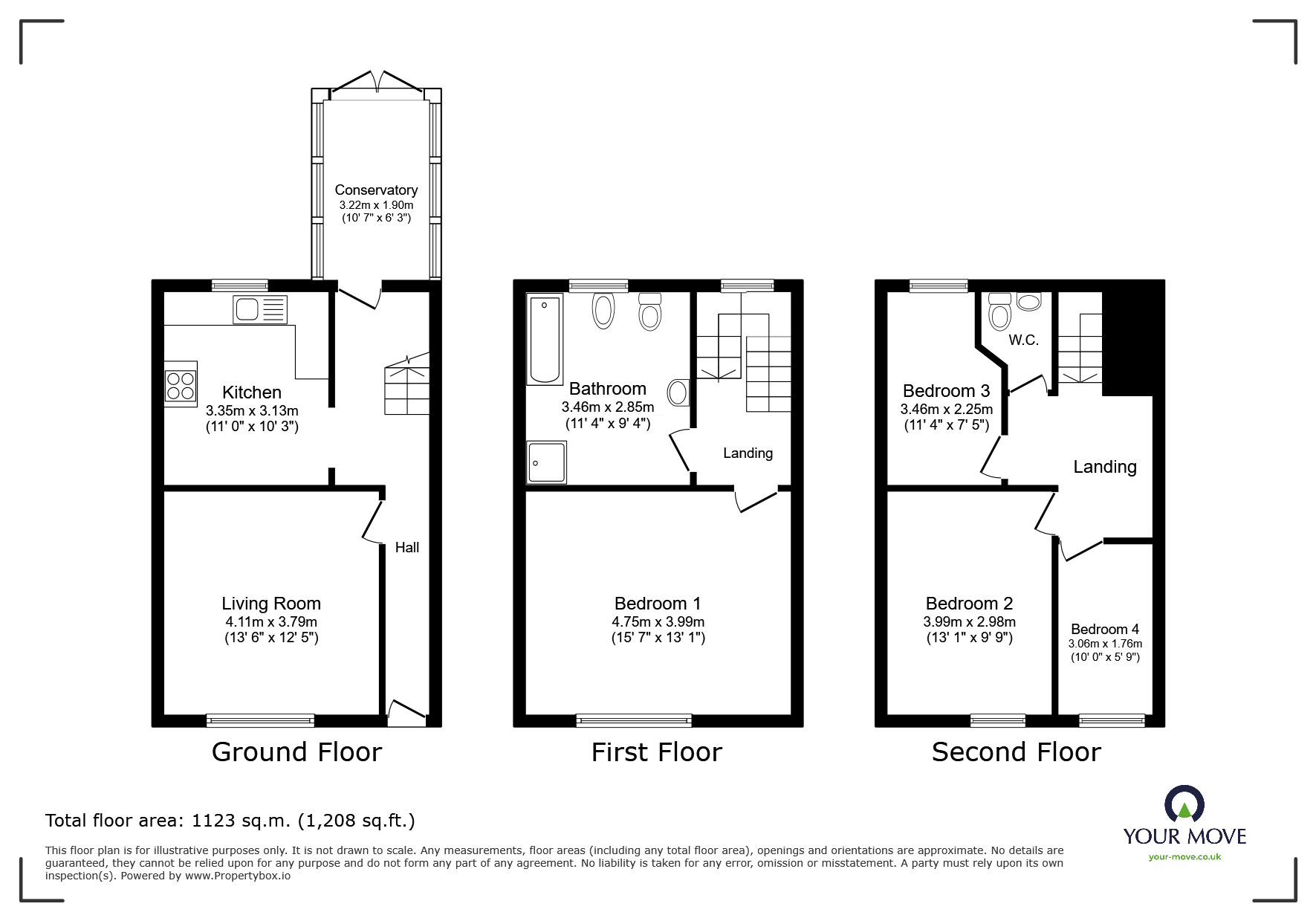 Floorplan of 4 bedroom Mid Terrace Flat for sale, Hardres Street, Ramsgate, Kent, CT11