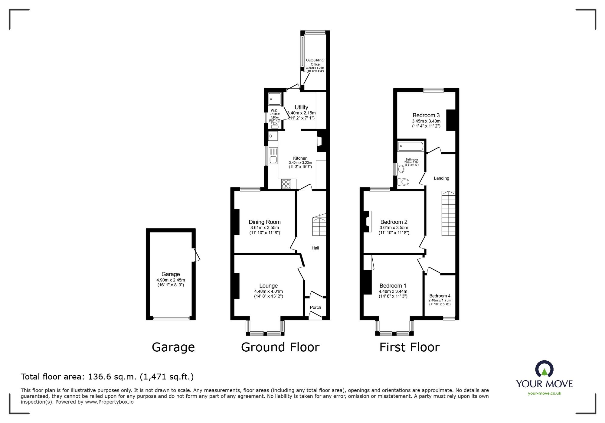 Floorplan of 4 bedroom End Terrace House for sale, Leslie Avenue, Margate, Kent, CT9