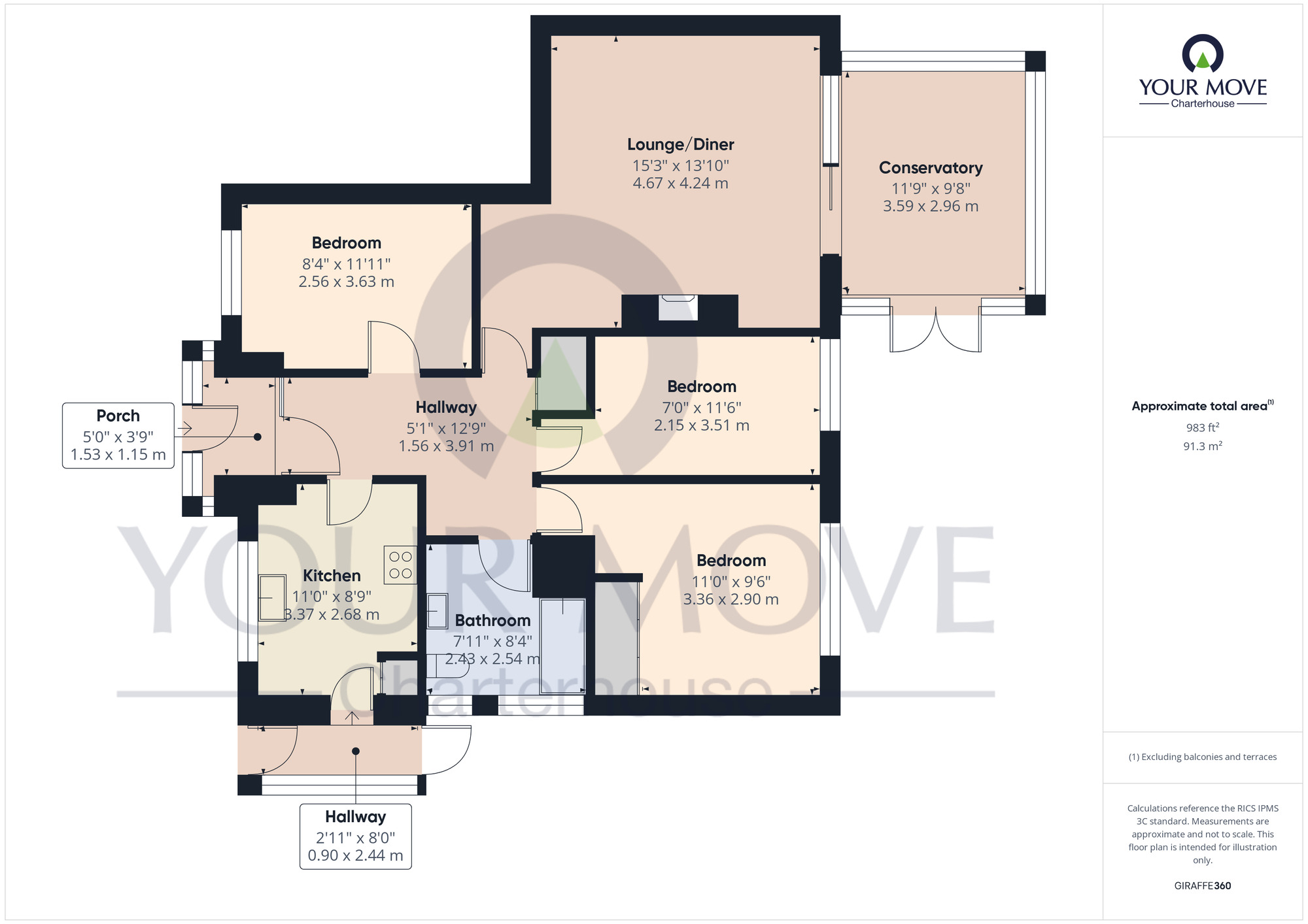 Floorplan of 3 bedroom Detached Bungalow for sale, Eastchurch Road, Cliftonville, Kent, CT9
