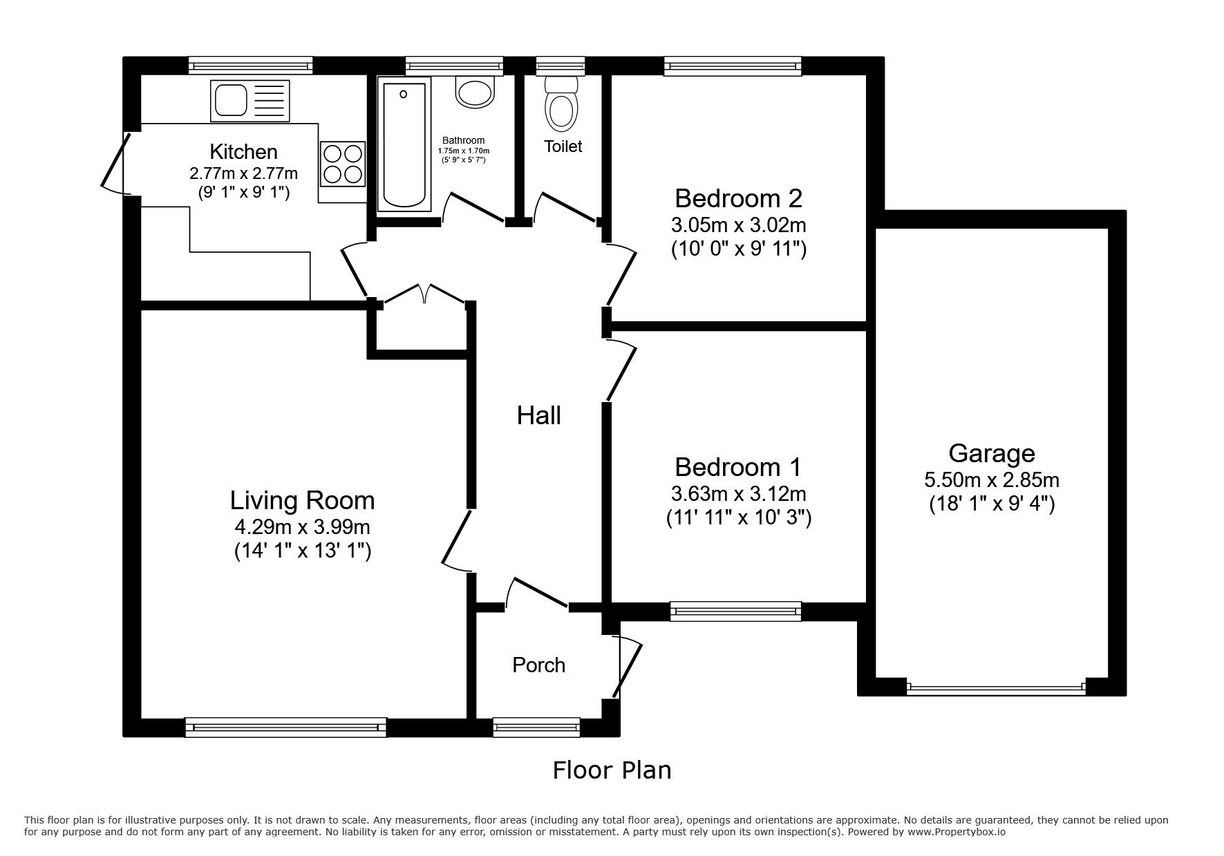 Floorplan of 2 bedroom Detached Bungalow to rent, Hillcrest Gardens, Ramsgate, Kent, CT11