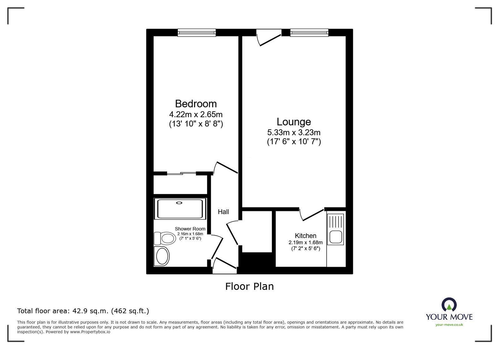 Floorplan of 1 bedroom Flat for sale, Homefleet House, Wellington Crescent, Kent, CT11