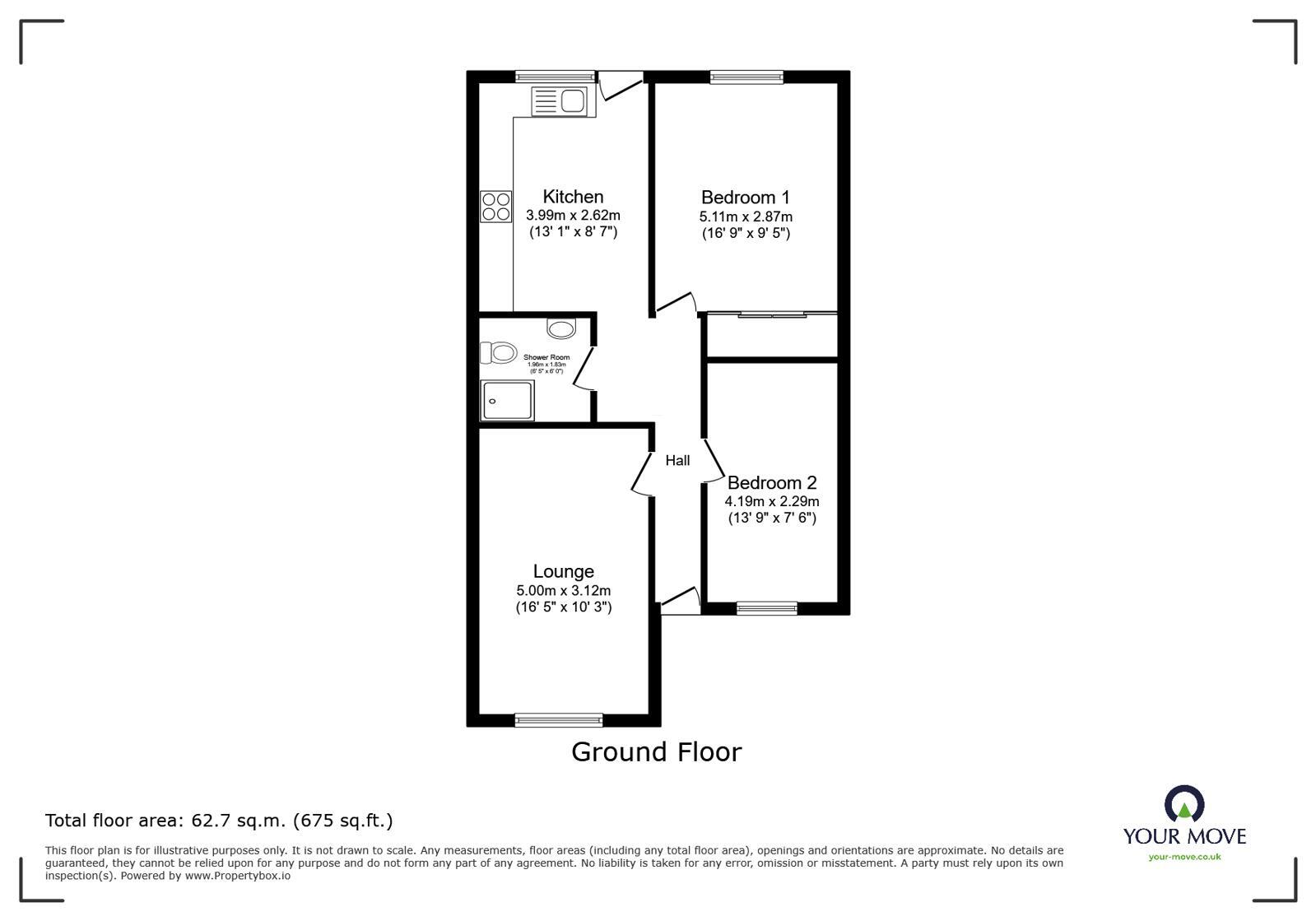 Floorplan of 2 bedroom Flat for sale, Hollicondane Road, Ramsgate, Kent, CT11