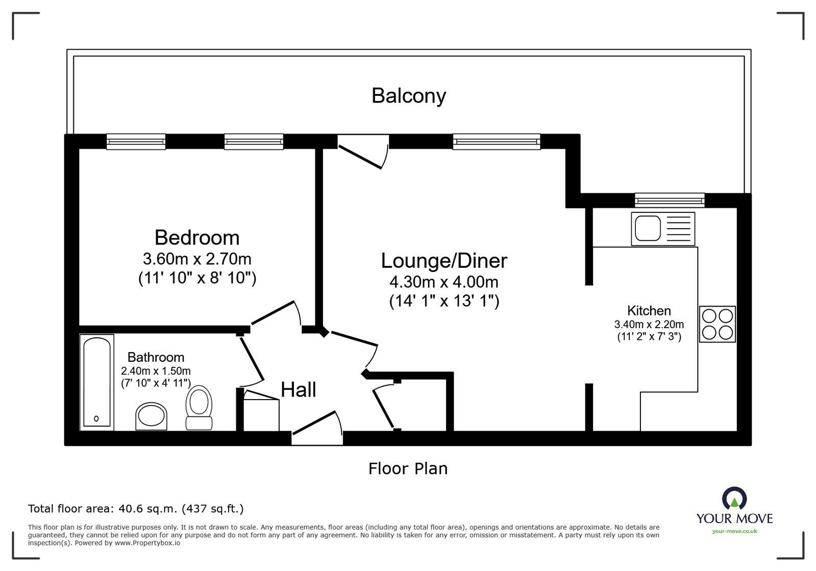 Floorplan of 1 bedroom Flat for sale, Silvanus House, Fortuna Court, High Street, Kent, CT11
