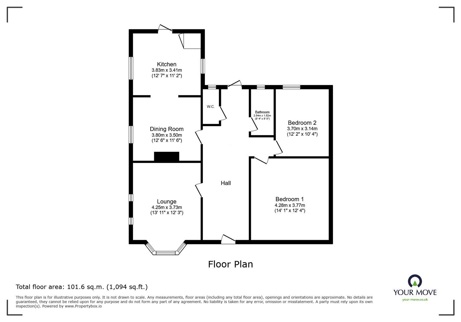 Floorplan of 2 bedroom Detached Bungalow to rent, Hereson Road, Ramsgate, Kent, CT11