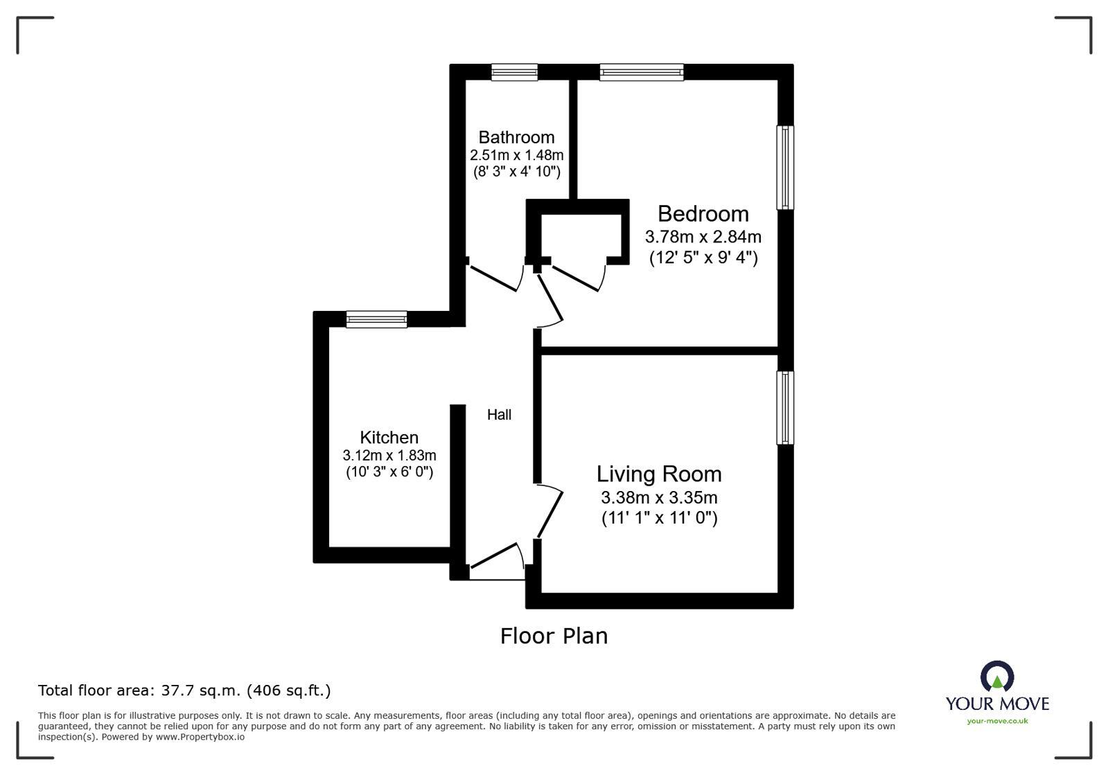 Floorplan of 1 bedroom Flat for sale, Churchill Court, Ramsgate, Kent, CT11