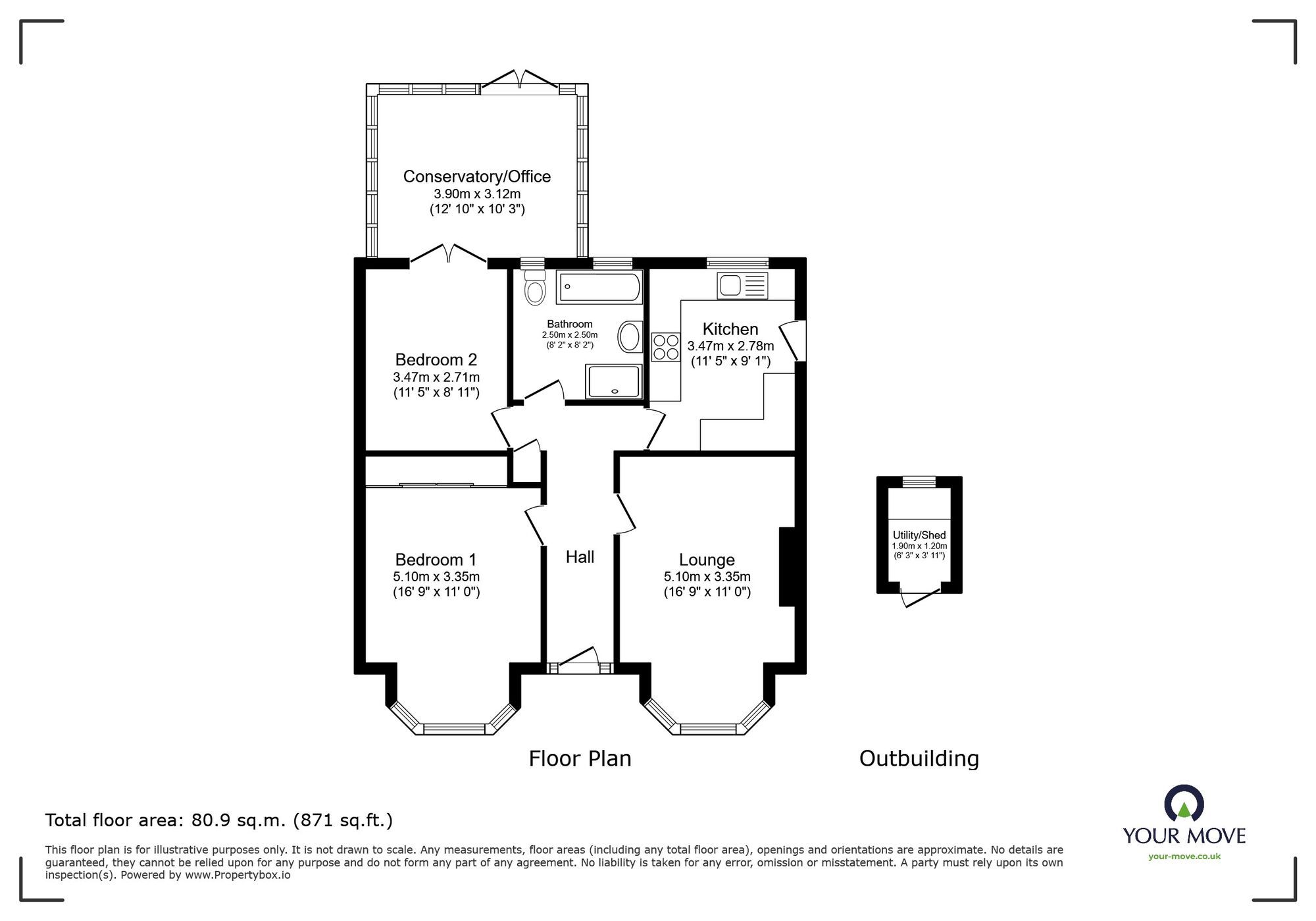 Floorplan of 2 bedroom Detached Bungalow for sale, Orchard Close, Ramsgate, Kent, CT12