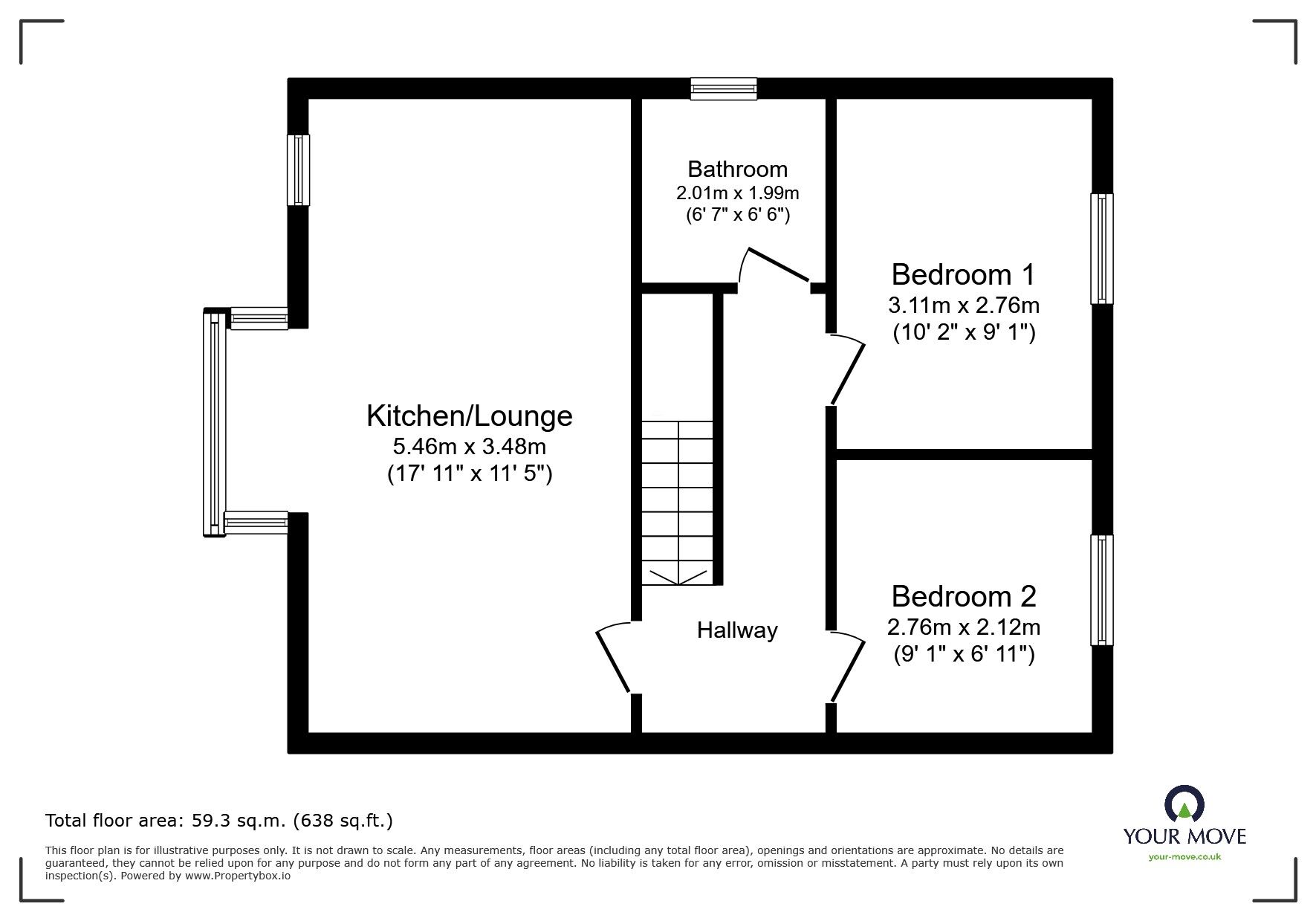 Floorplan of 2 bedroom Flat to rent, Southwood Road, Ramsgate, Kent, CT11