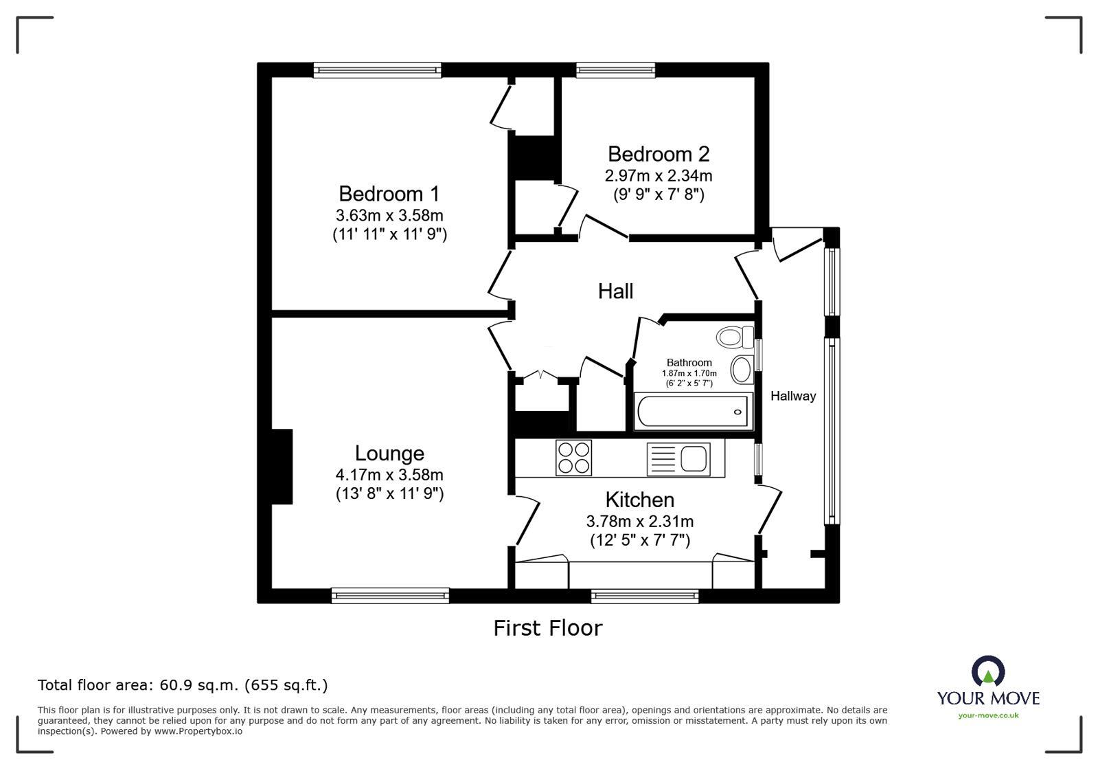 Floorplan of 2 bedroom Flat for sale, Princess Margaret Avenue, Ramsgate, Kent, CT12