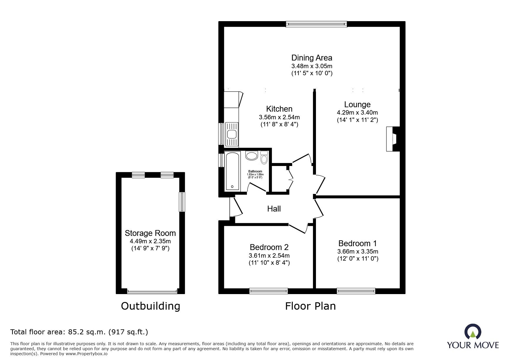 Floorplan of 2 bedroom Semi Detached Bungalow for sale, The Retreat, Ramsgate, Kent, CT12
